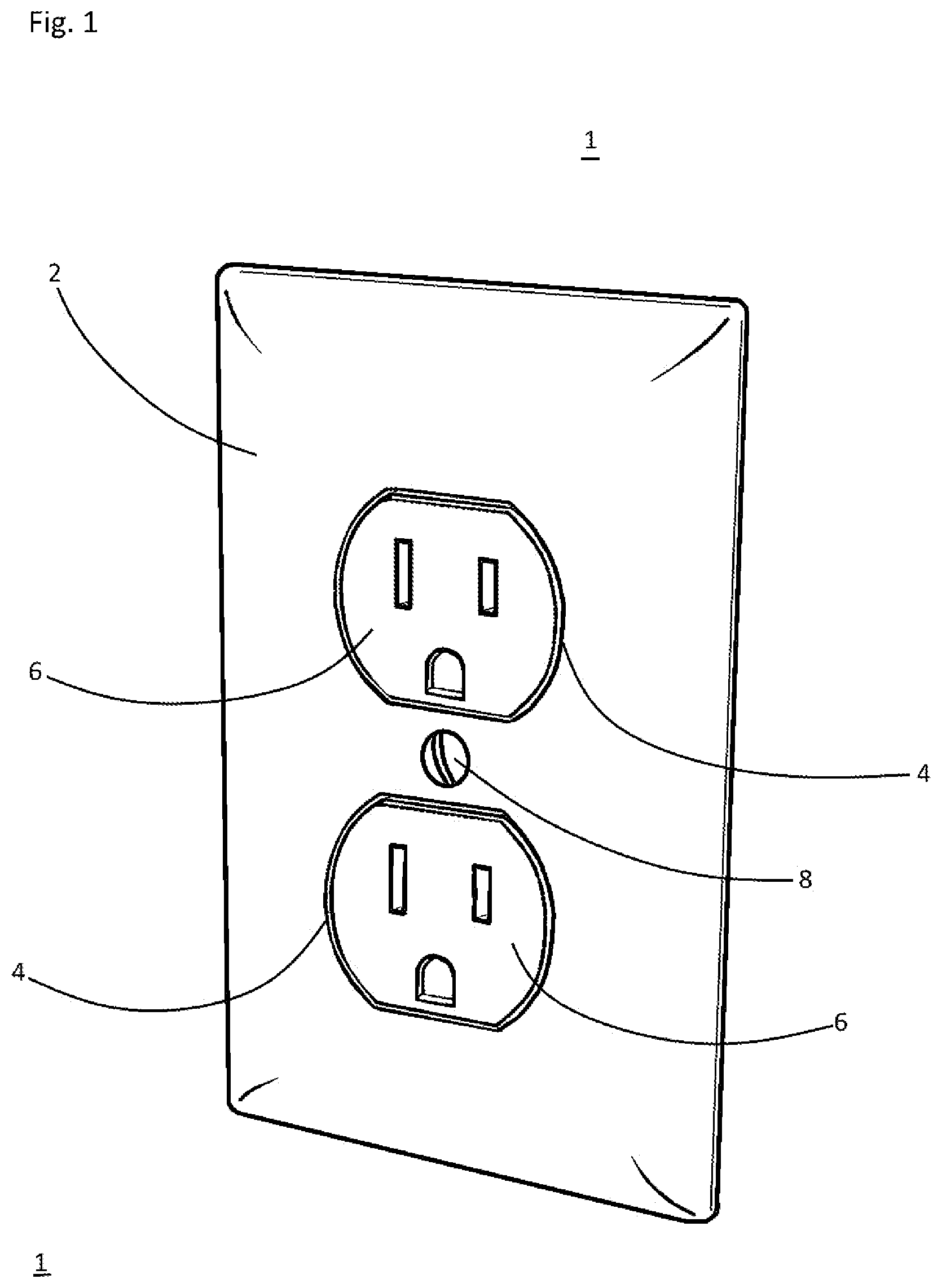 Patent US12592527 — Current signaling wall socket face plate — Figure 1