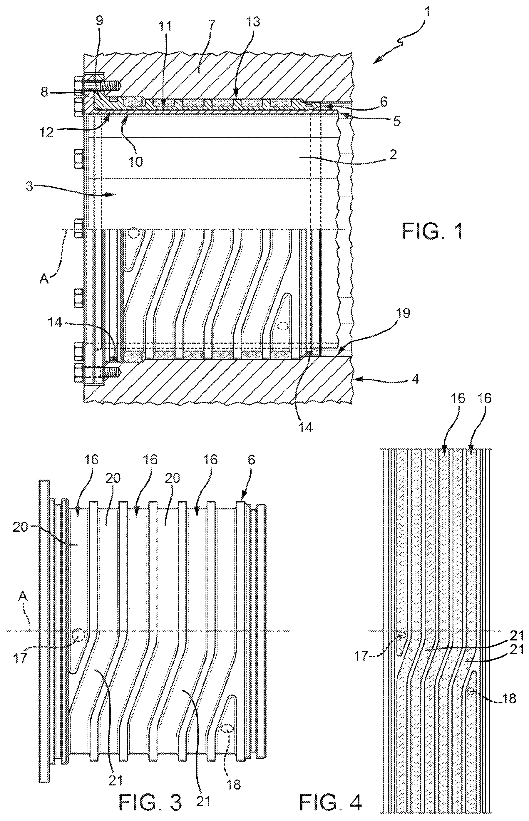 Patent US12592592 — Cooling device for an electric motor stator and a manufacturing process thereof — Figure 1