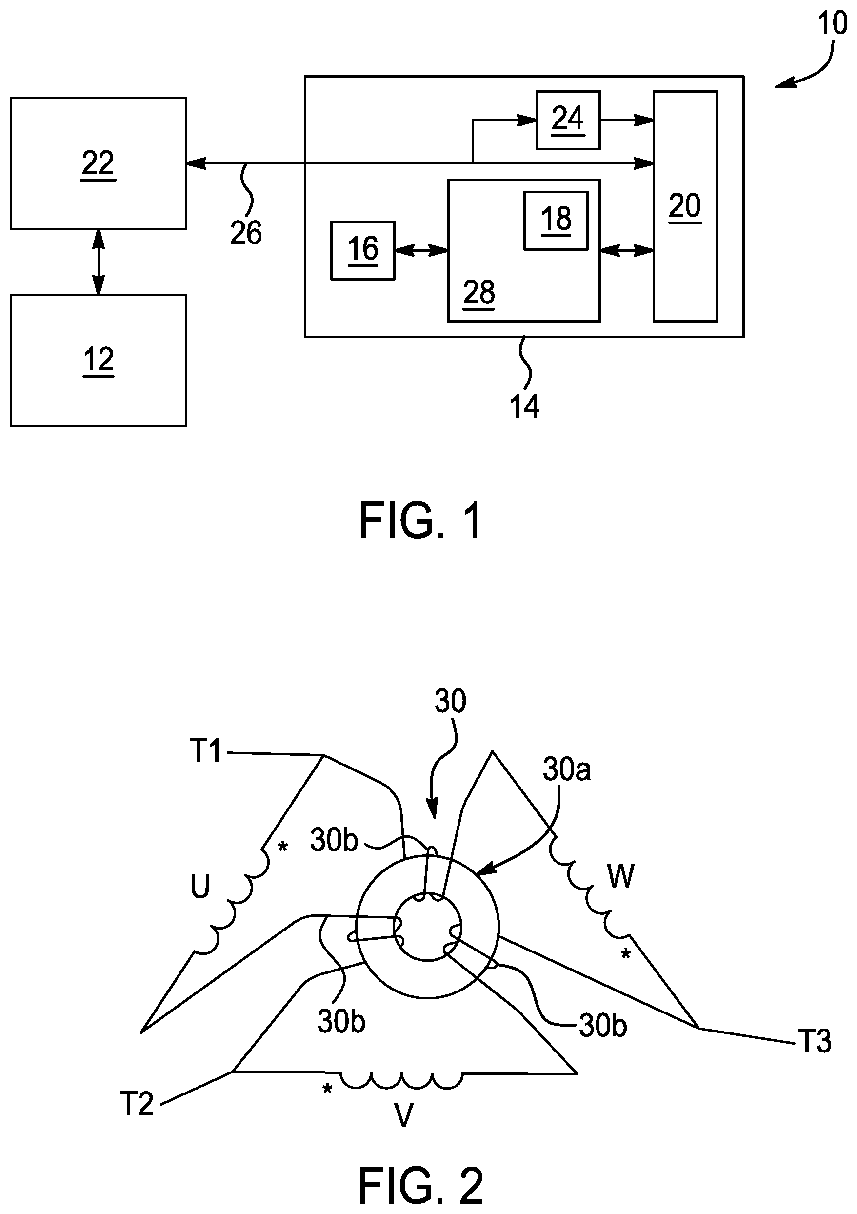Patent US12592615 Figure 1 – Filter to suppress current circulation in rotating electrical machine