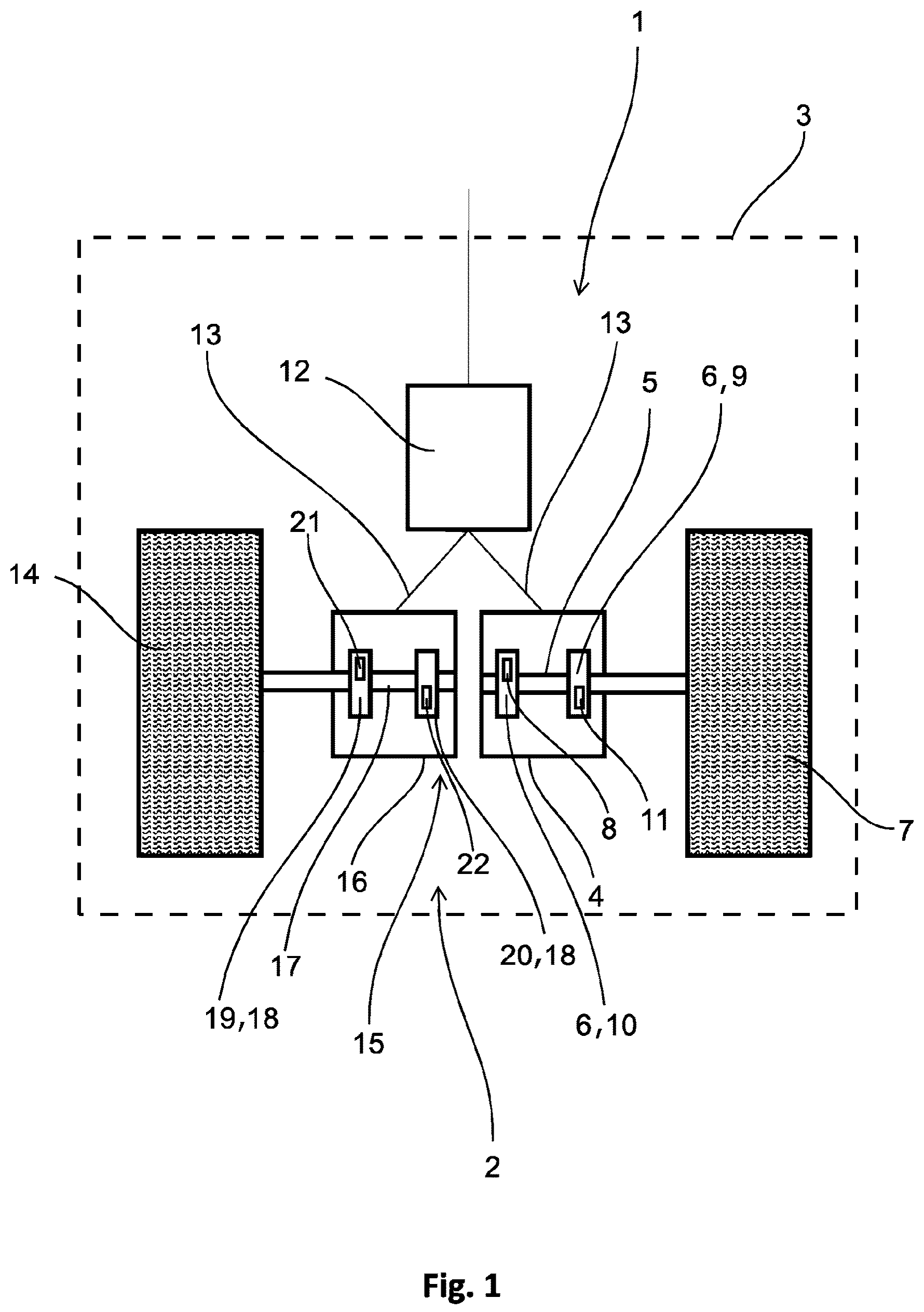 Patent US12592617 Figure 1 – Device for determining a torque in a drivetrain of an at least partially electrically operated motor vehicle