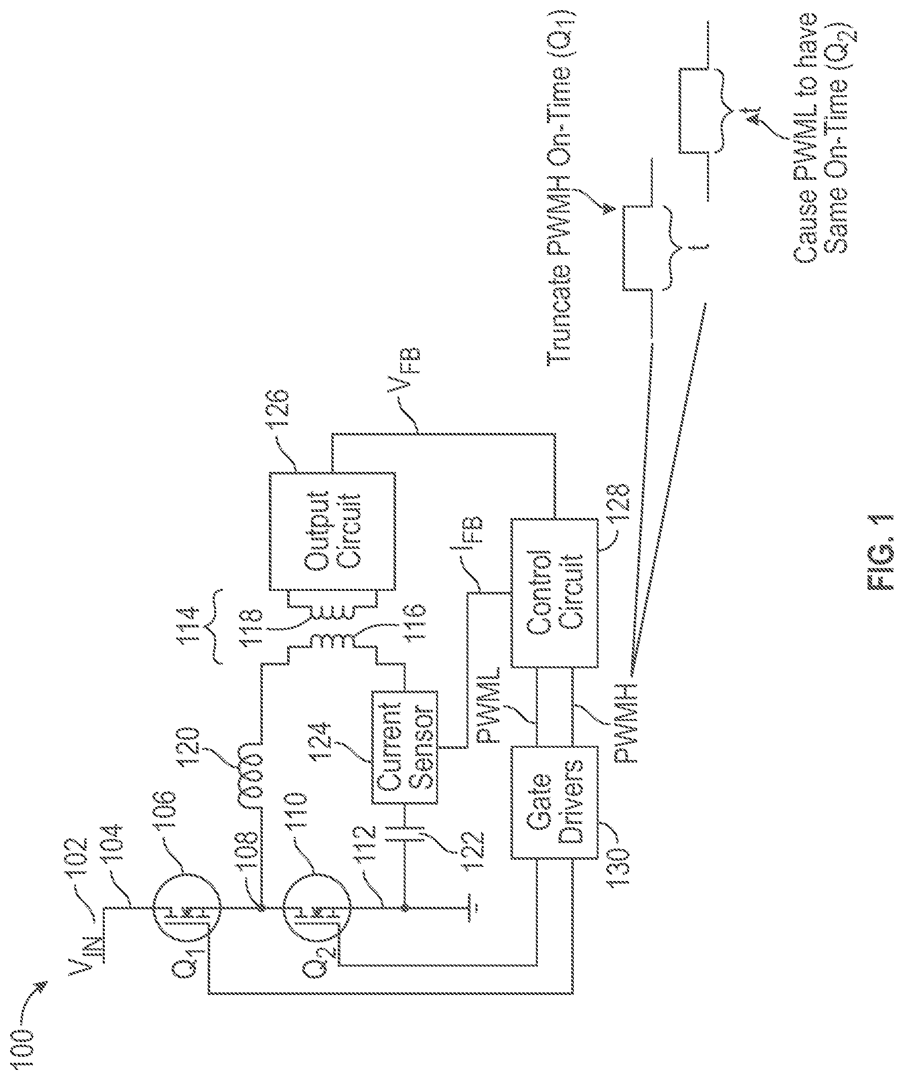 Patent US12592631 Figure 1 – LLC power converter with PWM signals to truncate on-time period