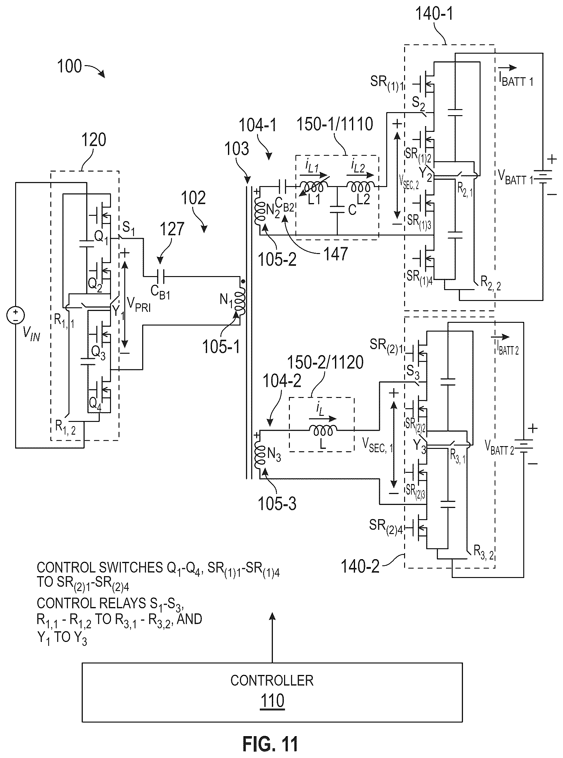 Patent US12592647 Figure 11 – Multiple-port bidirectional DC-DC converters and control methods therof