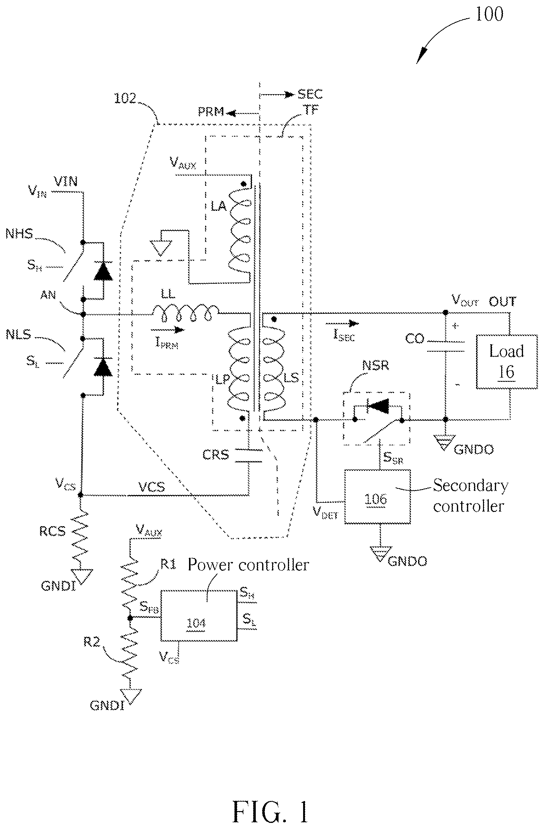 Patent US12592650 — Asymmetric half-bridge power supplies and control methods thereof — Figure 1