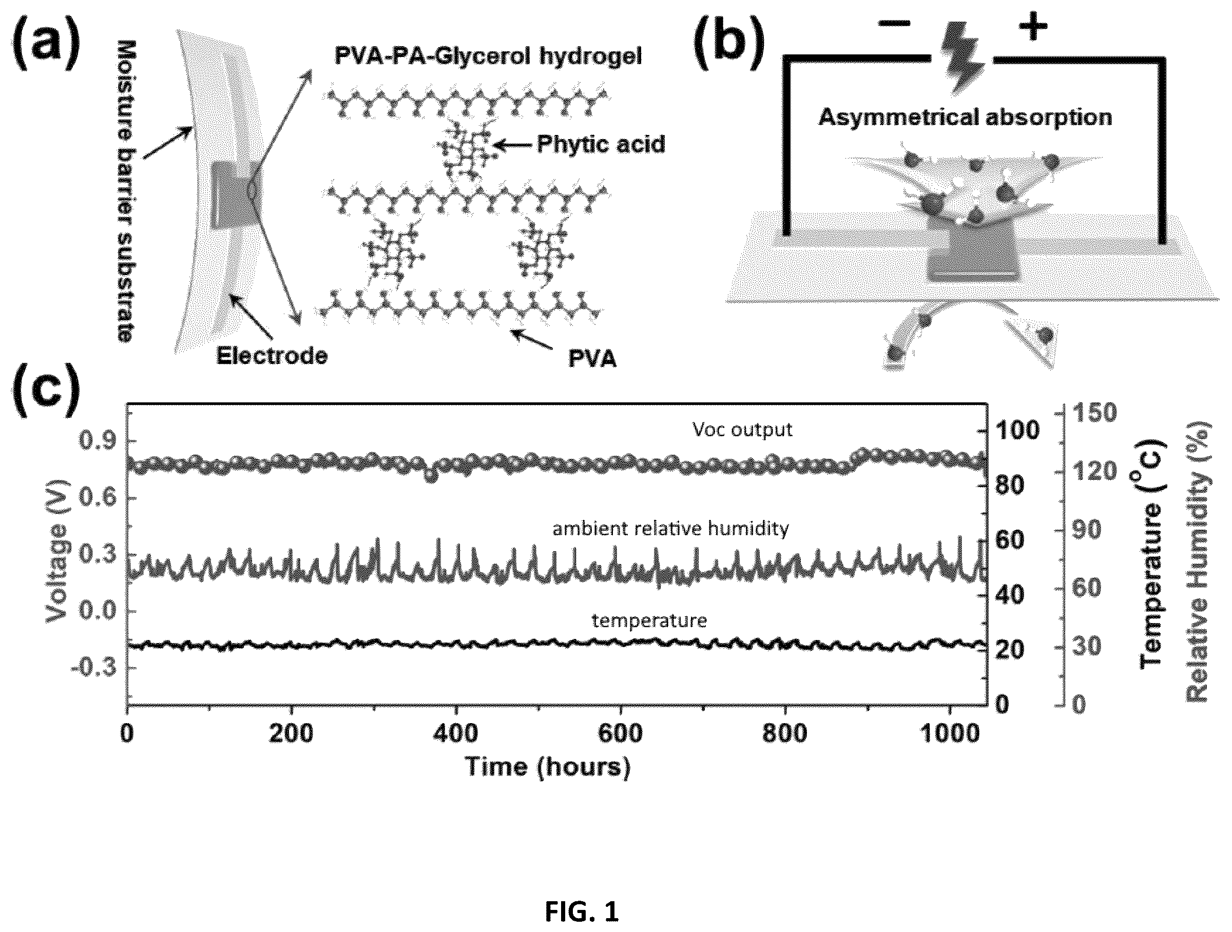 Patent US12592654 — Moisture enabled electric power generation materials and device — Figure 1