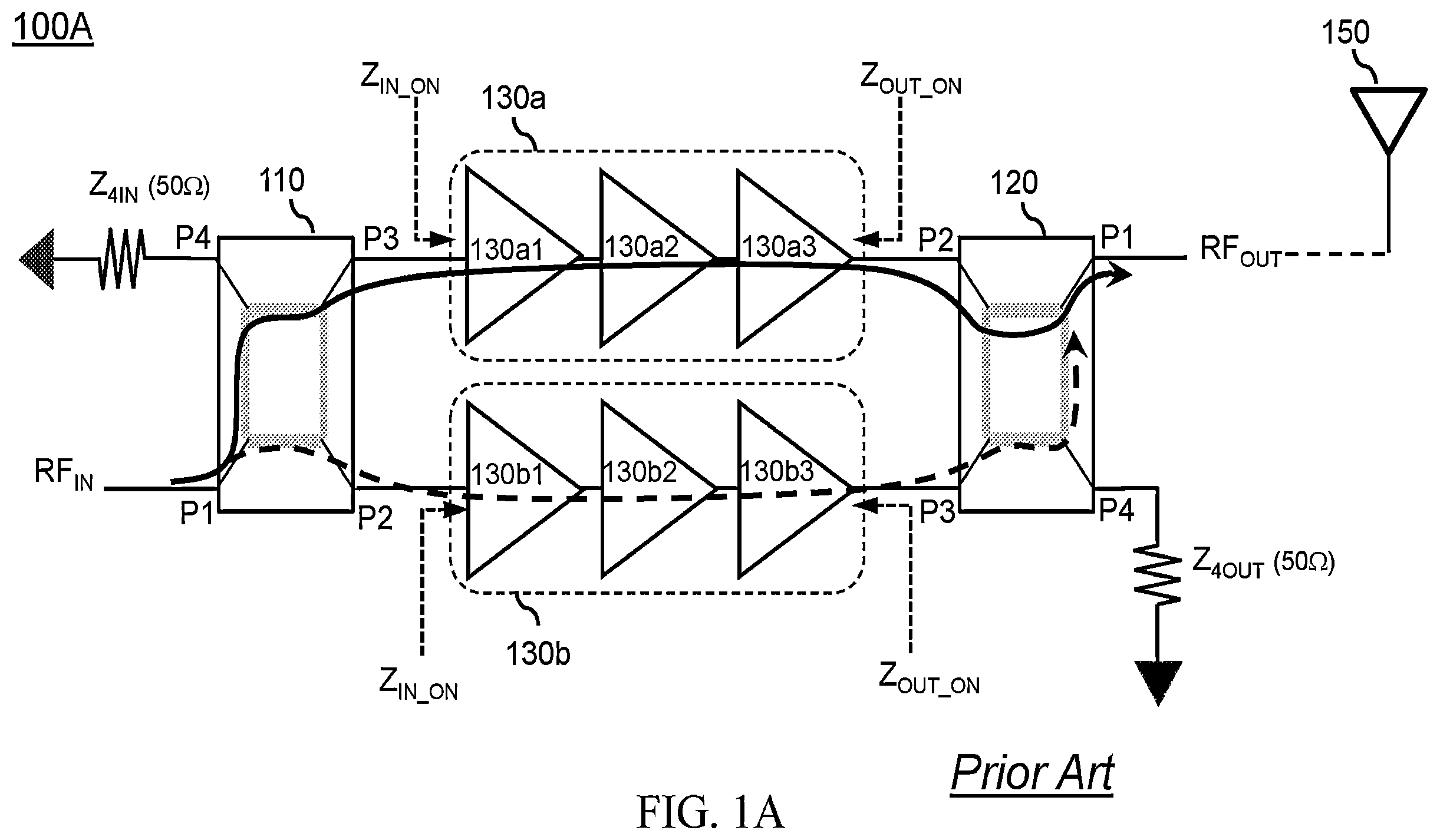 Patent US12592669 — Balanced amplifier arrangement for power control and improved deep back-off efficiency — Figure 1