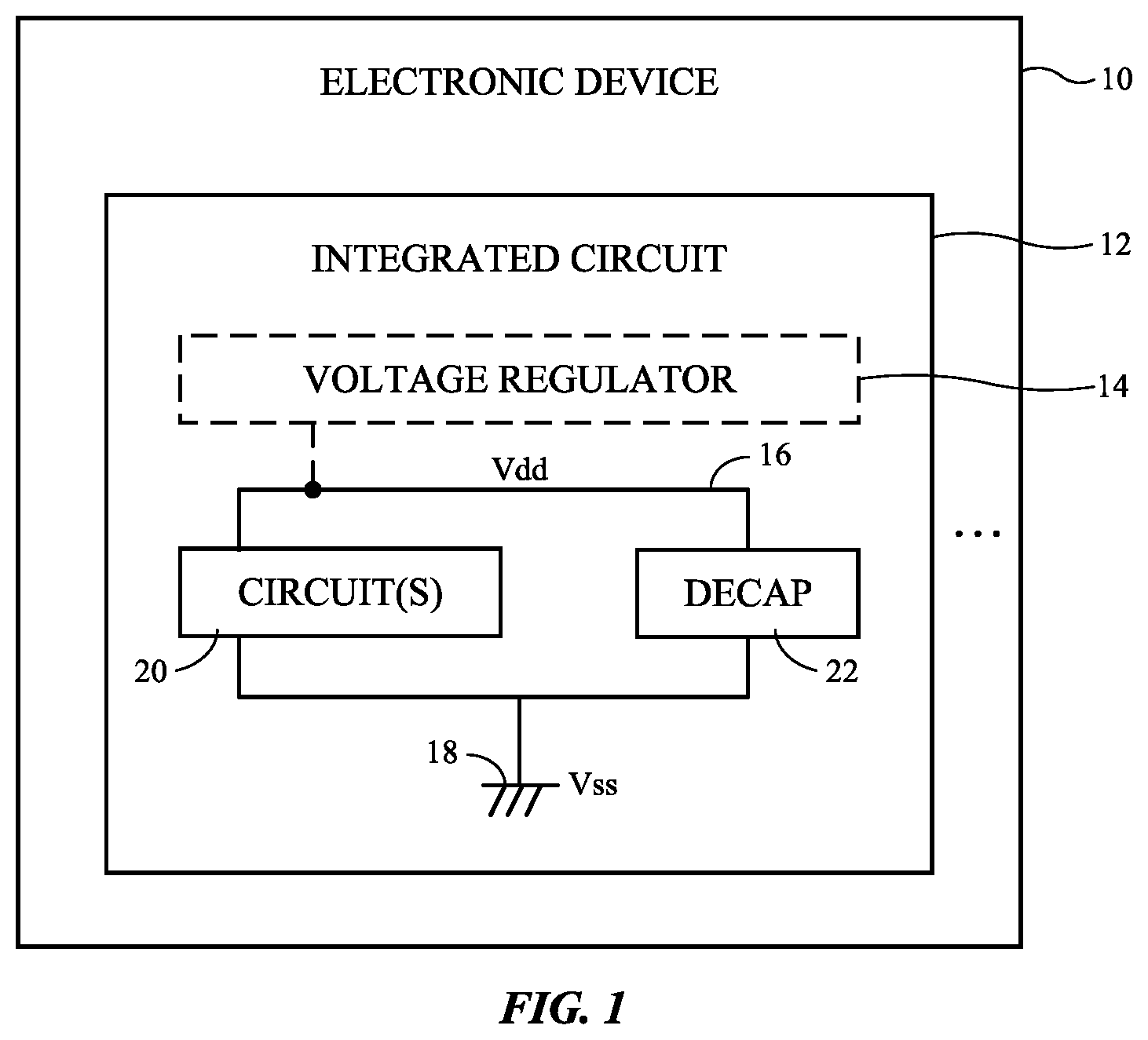Patent US12592681 Figure 1 – Capacitance multiplier for decoupling capacitor