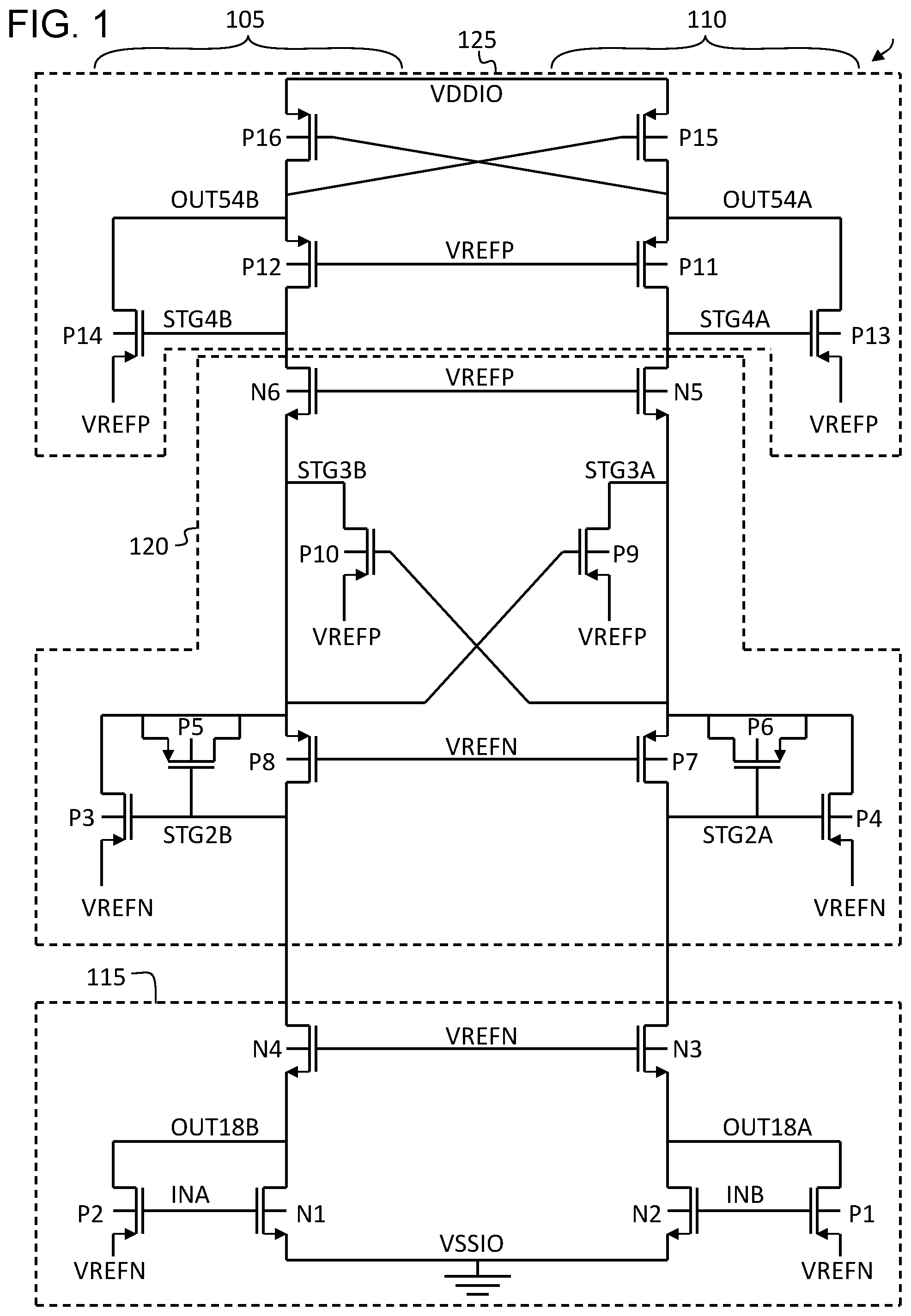 Patent US12592682 — Voltage scalable level shifter — Figure 1