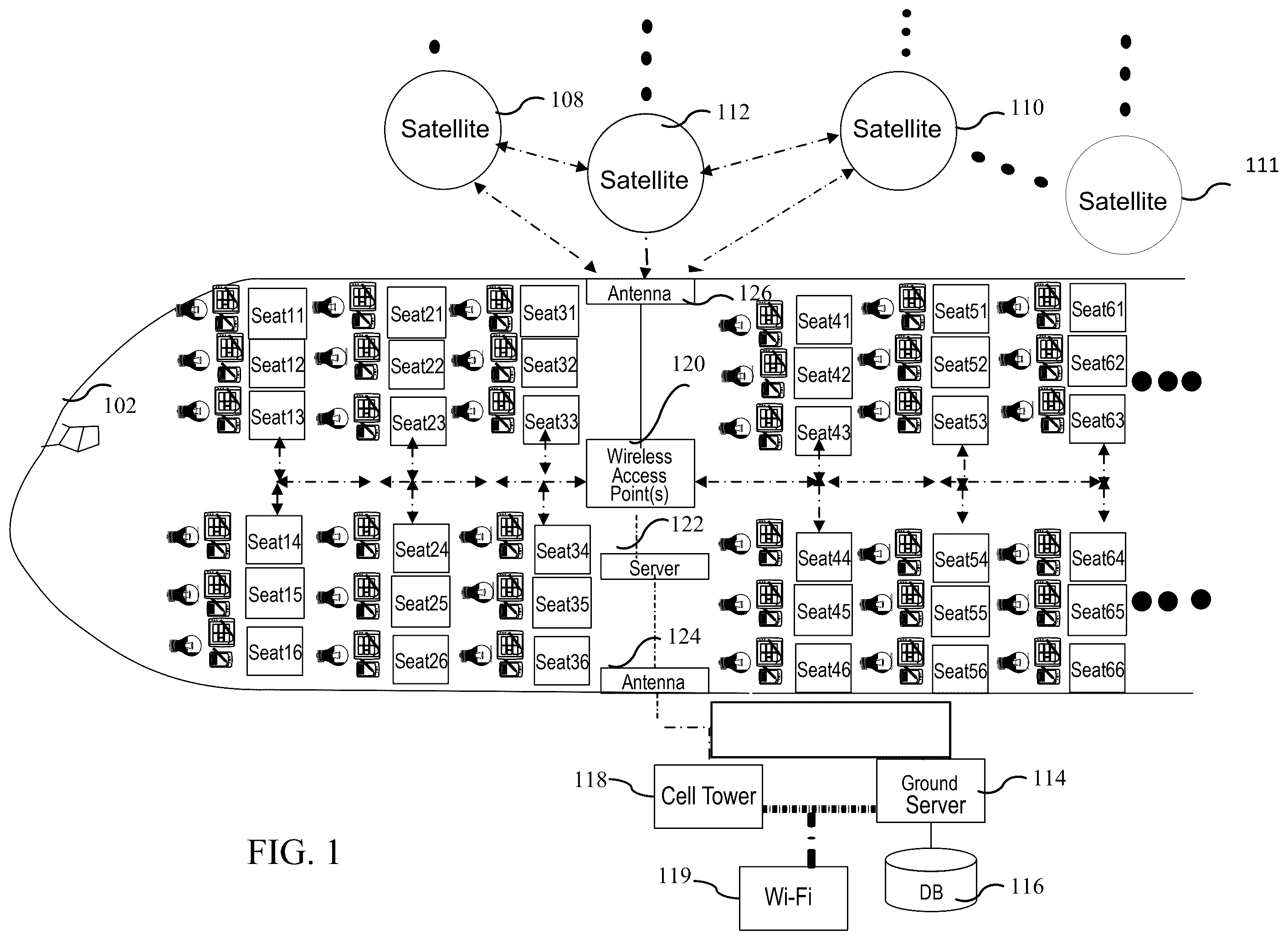 Patent US12592766 — Geographically-distributed electronically-steered array antenna system for ground-based uplink communications — Figure 1