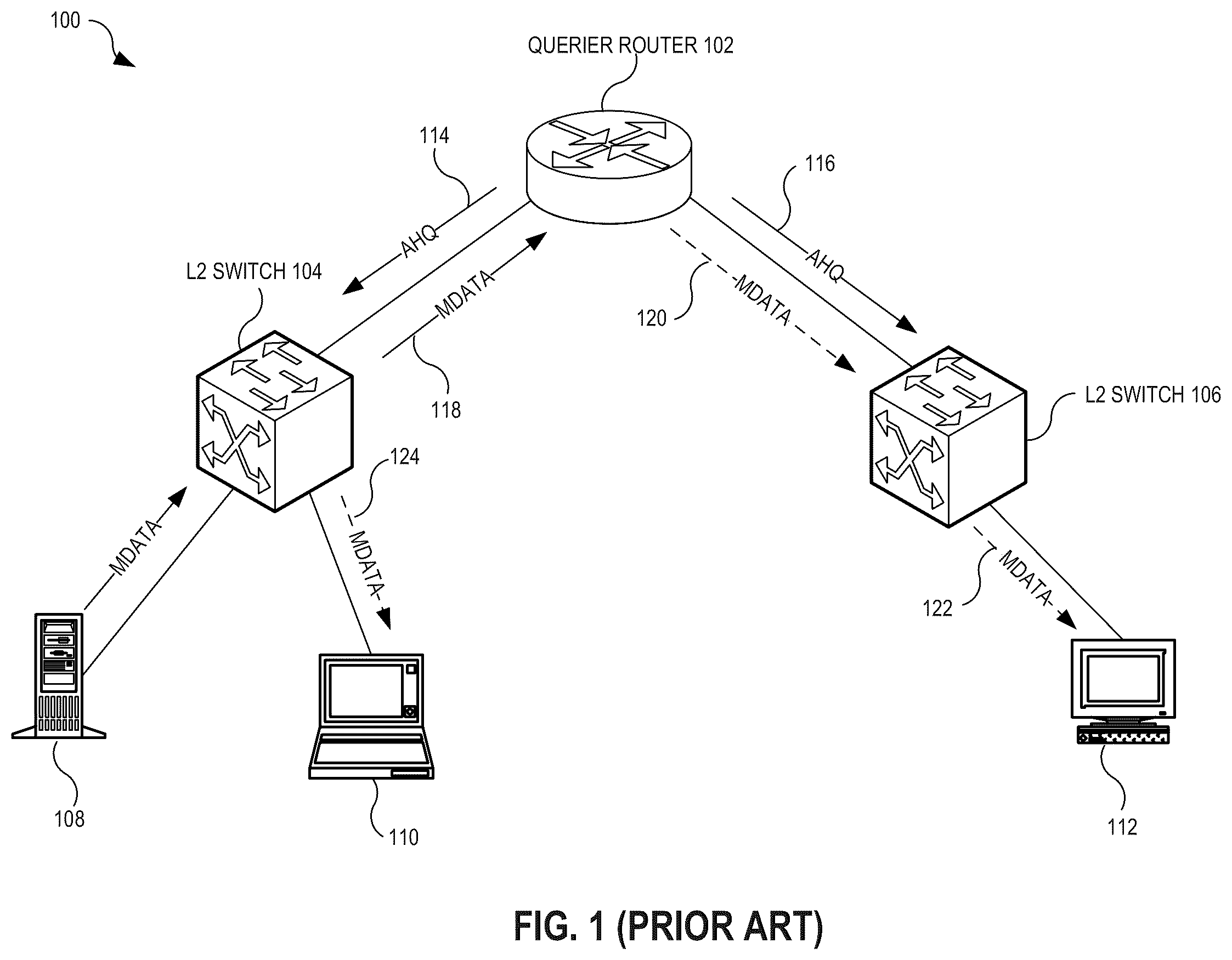 Patent US12592844 — Optimization of link bandwidth consumption in a layer-2 multicast network — Figure 1