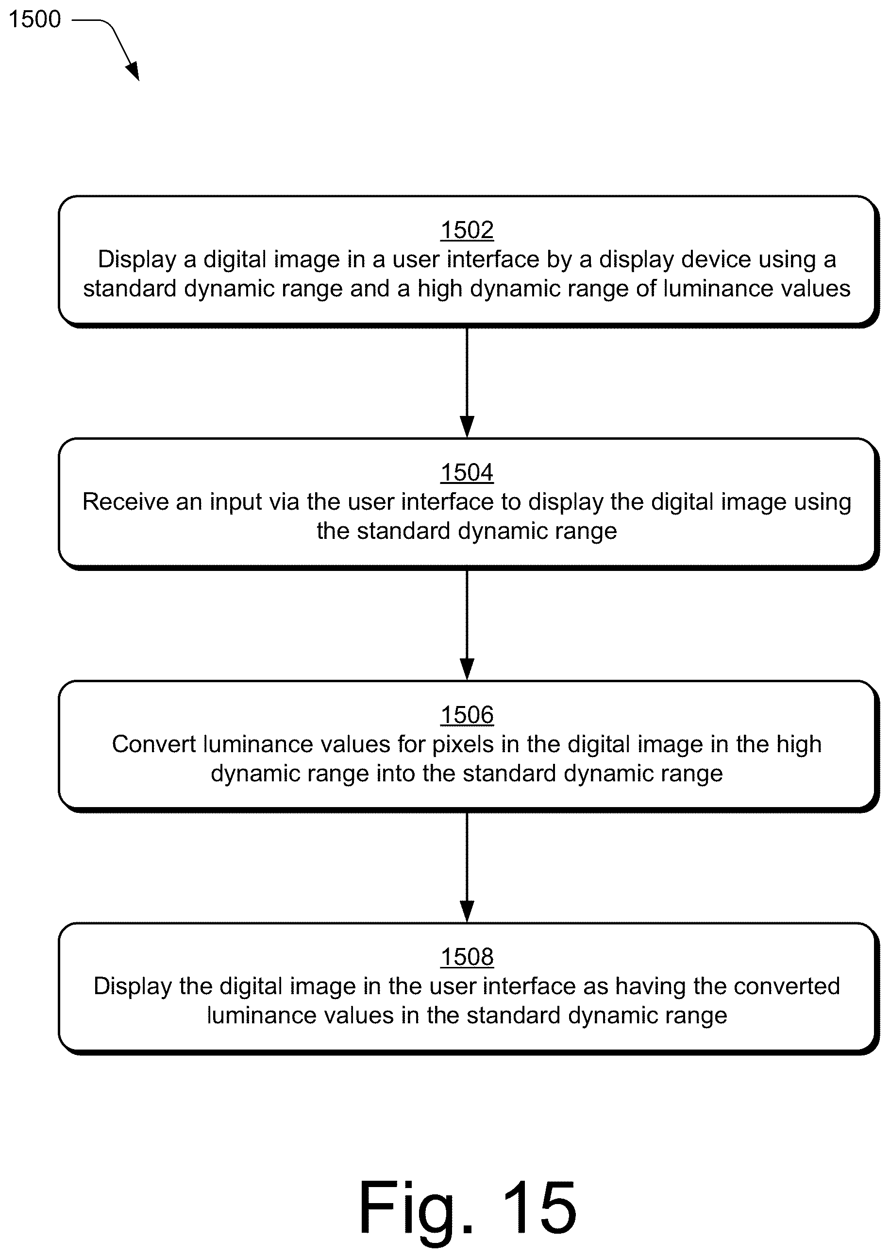 Patent US12597181 Figure 15 – High dynamic range digital image editing visualizations