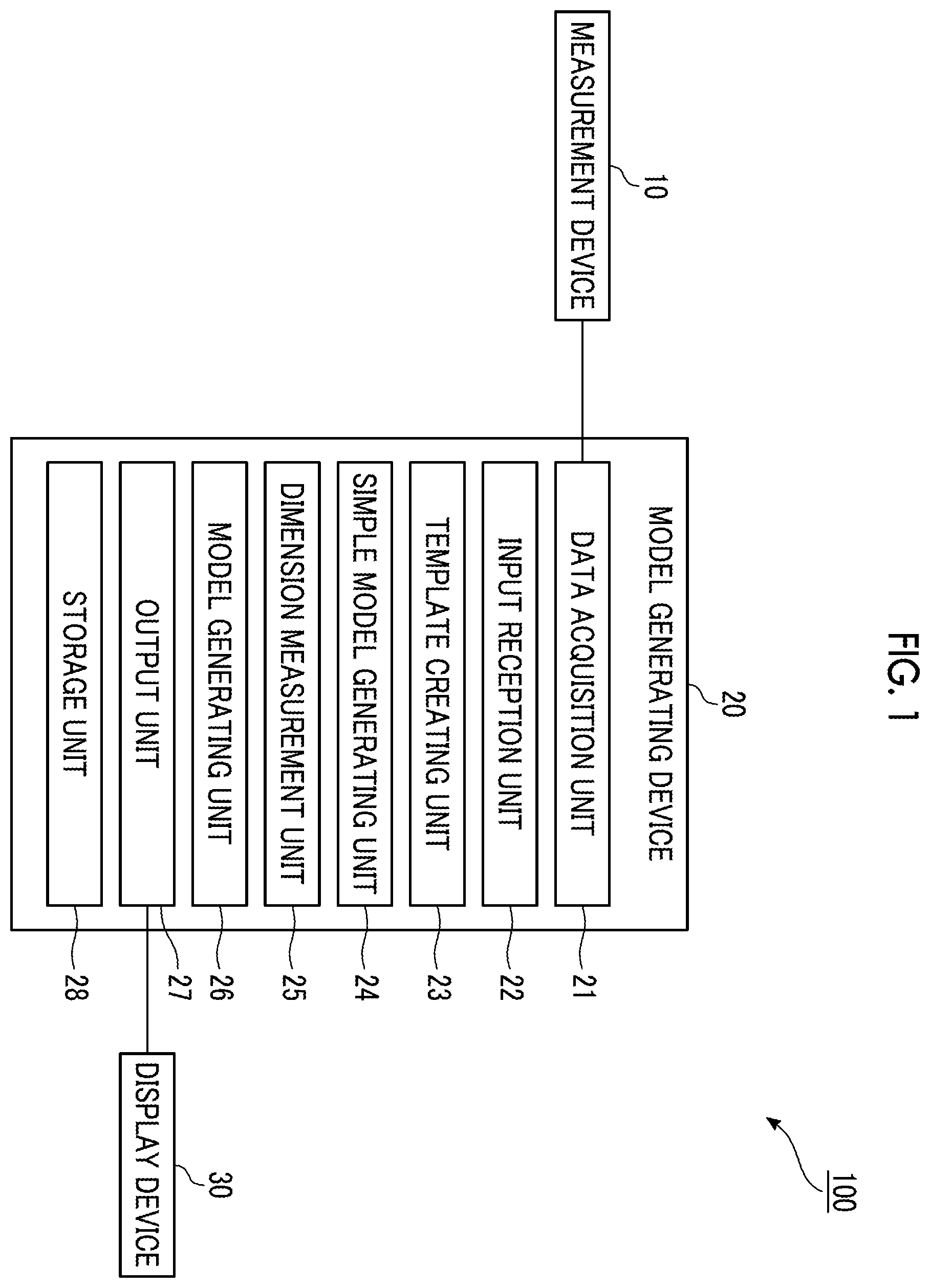 Patent US12597204 — Model generating device, model generating system, model generating method, and program — Figure 1