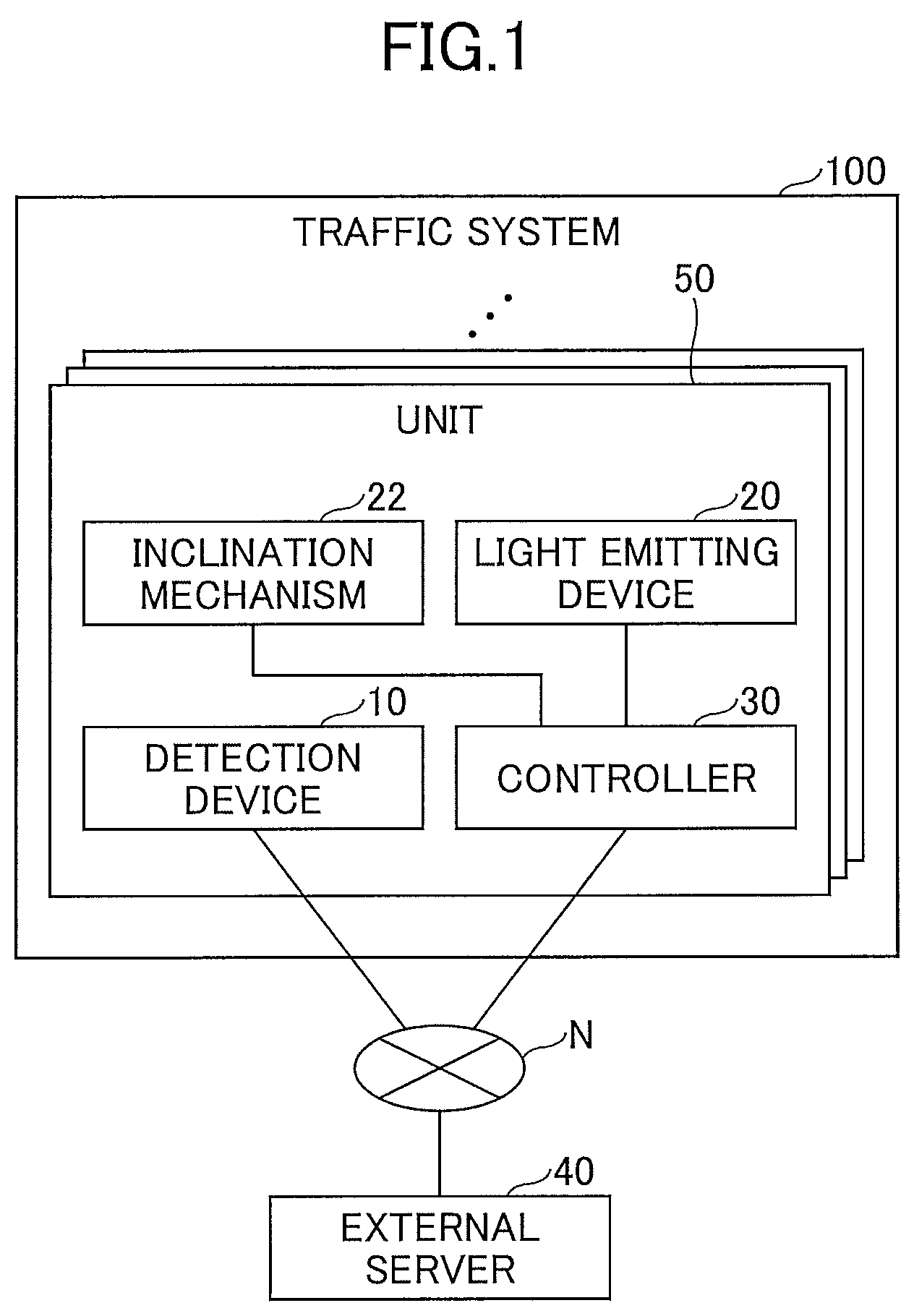 Patent US12597343 — Light emitting device and traffic system — Figure 1