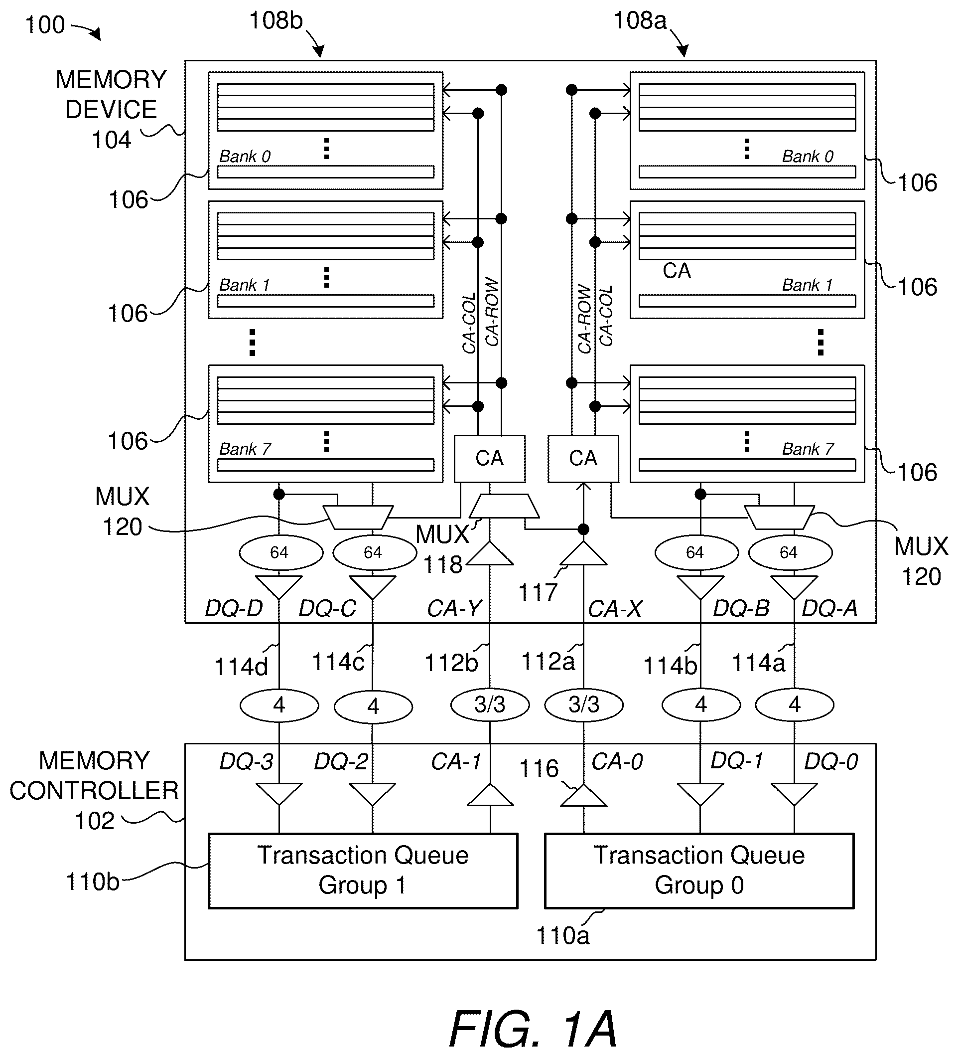 Patent US12597454 Figure 1 – Memory component timed by programmably-selected clock edge