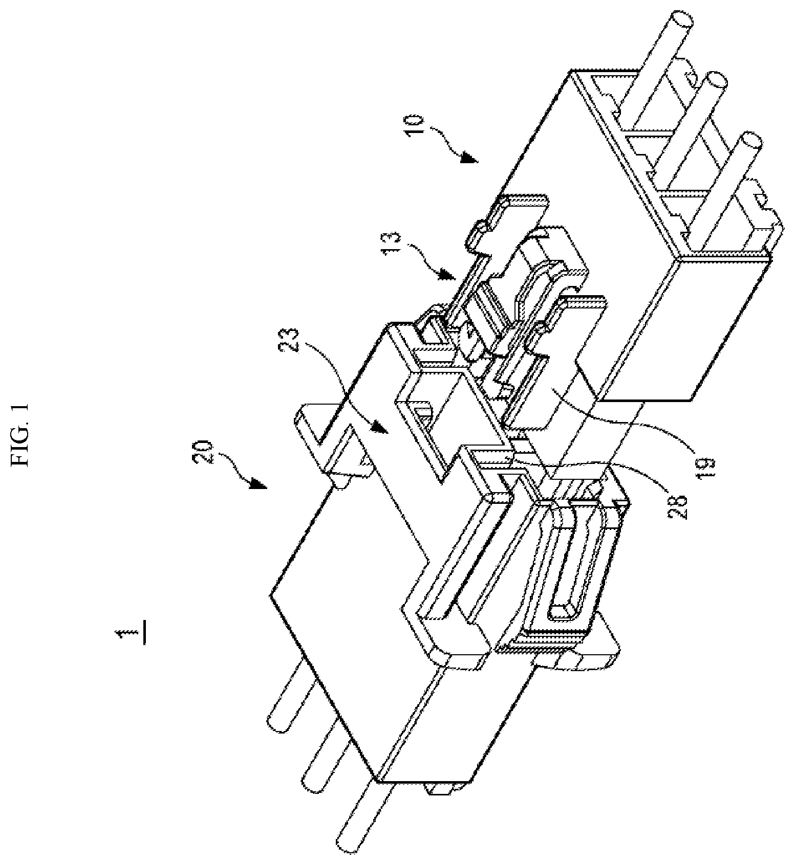 Patent US12597736 Figure 1 – Electrical connector and electrical connector assembly having the same