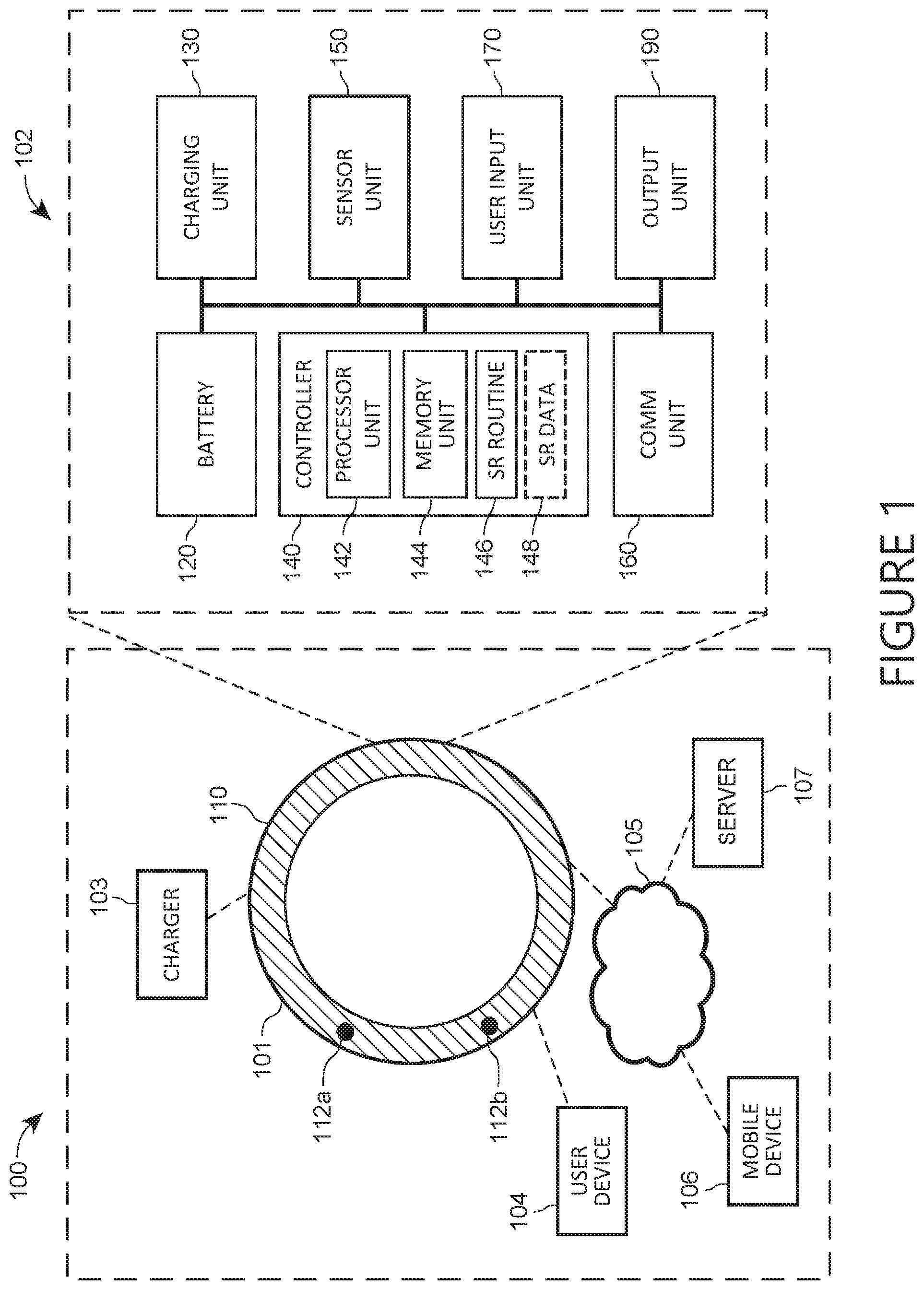 Patent US12597790 — Wireless charging system for wearable ring with LED activity indicators — Figure 1