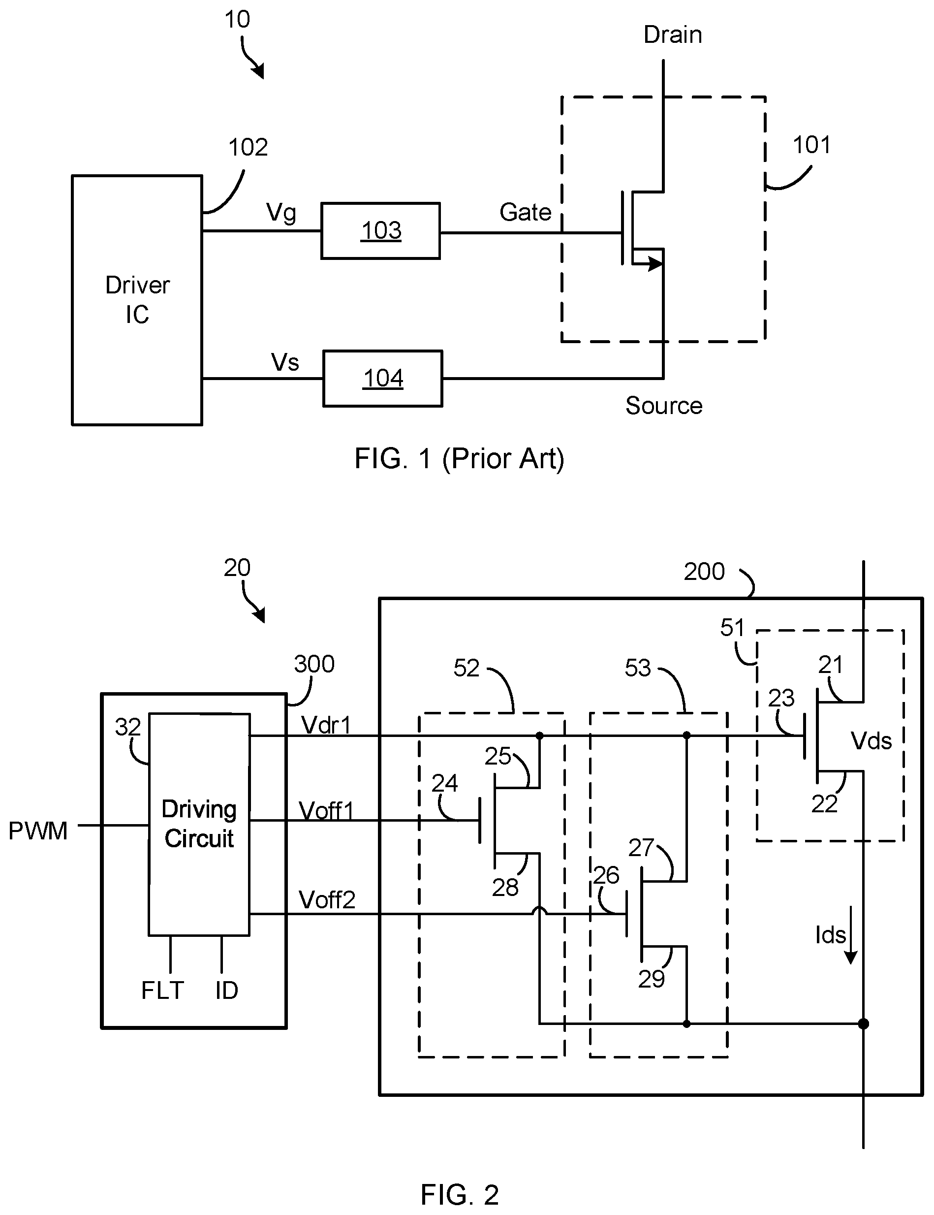 Patent US12597921 Figure 1 – Switching circuit with a transistor having multiple pull down paths