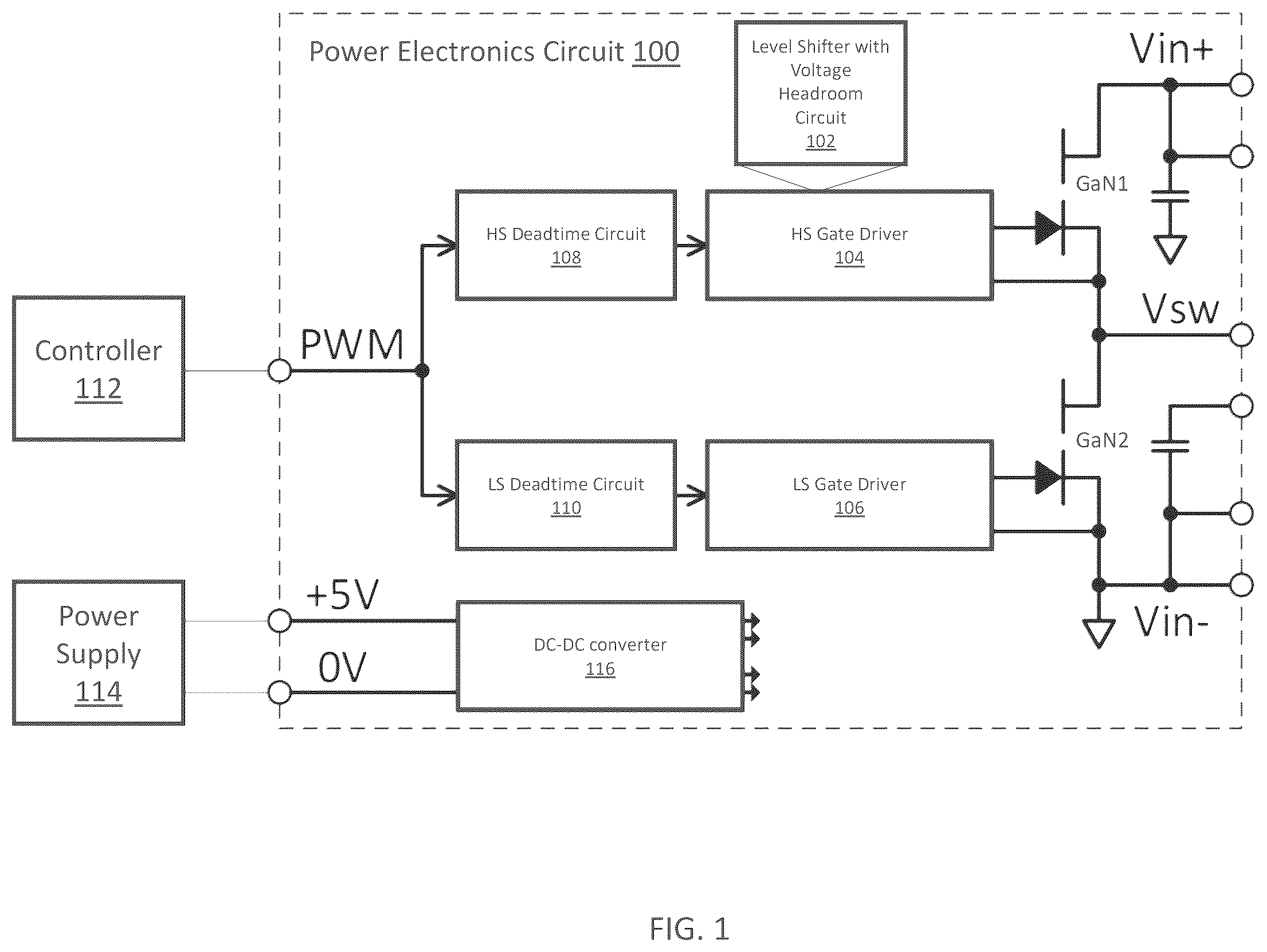 Patent US12597928 — Level shifter for power electronics circuits — Figure 1