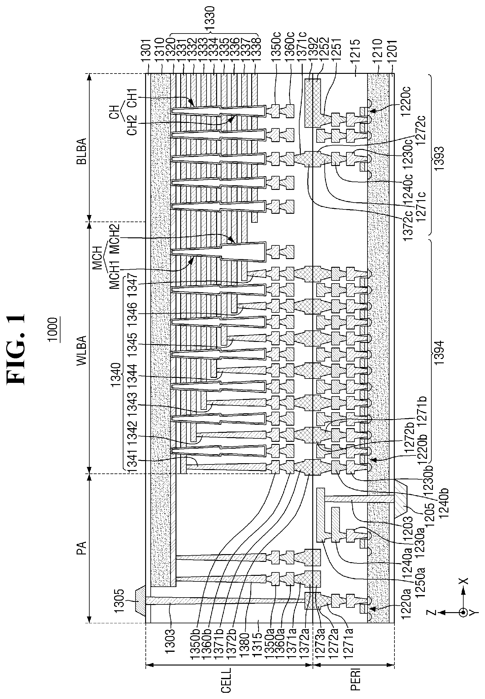 Patent US12599000 — Non-volatile memory device including first and second monitoring channel structures and non-volatile memory system comprising the same — Figure 1