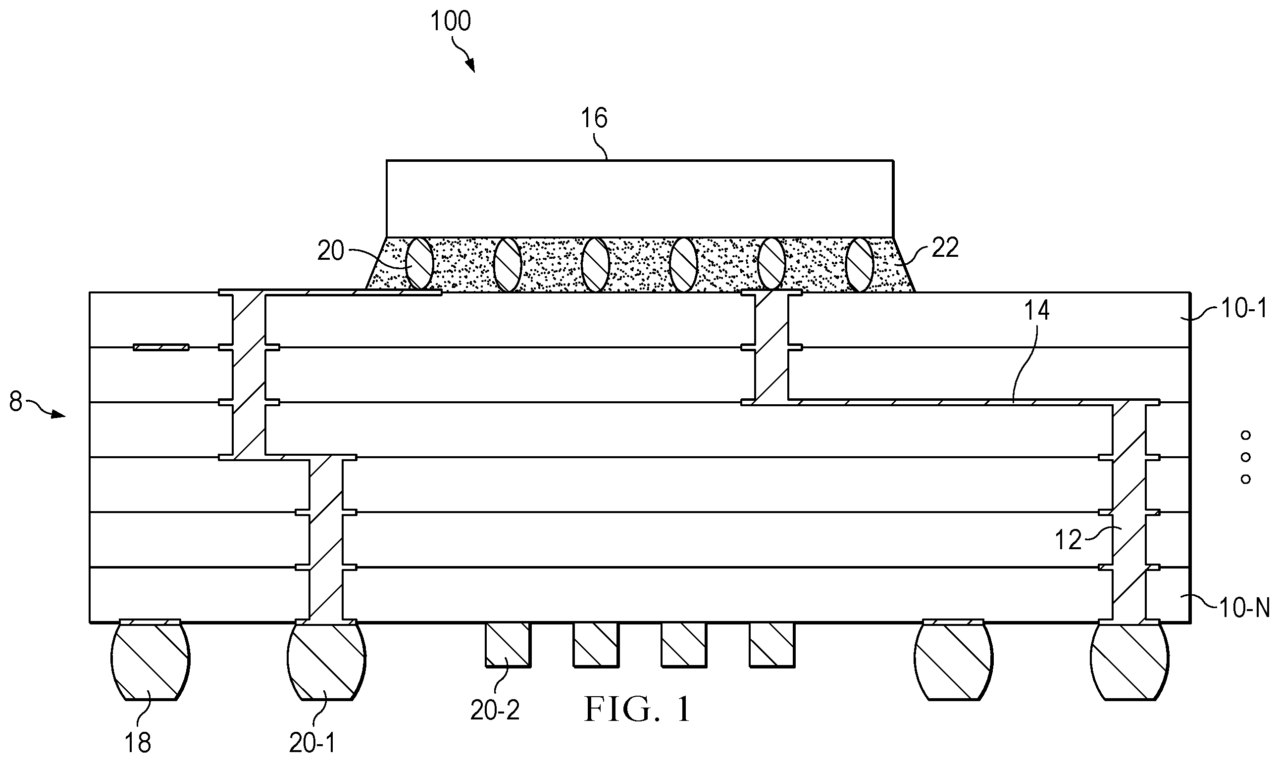 Patent US12599016 Figure 1 – Flip chip package
