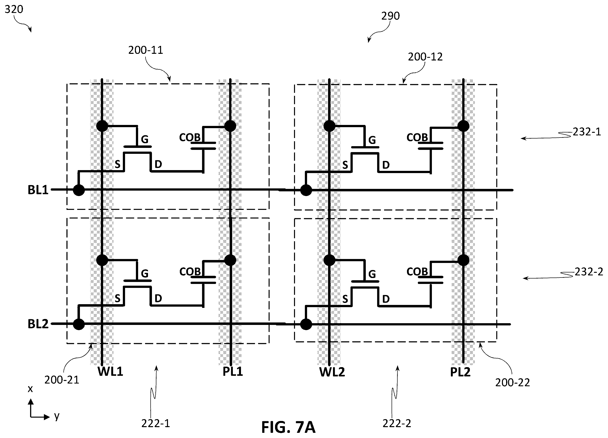 Patent US12599032 Figure 9 – Bilayer memory stacking with lines shared between bottom and top memory layers