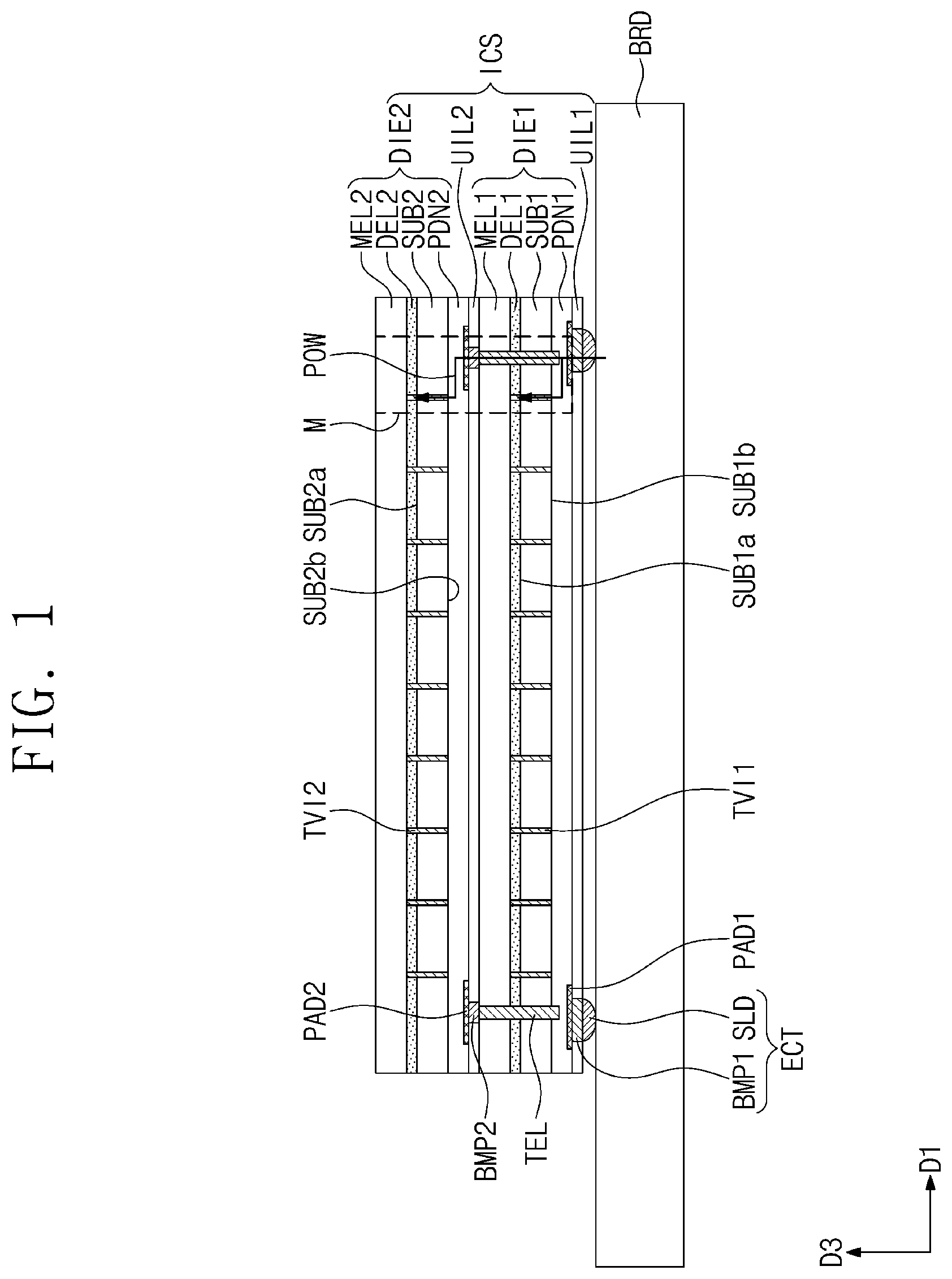 Patent US12599040 — Three-dimensional integrated circuit structure and a method of fabricating the same — Figure 1