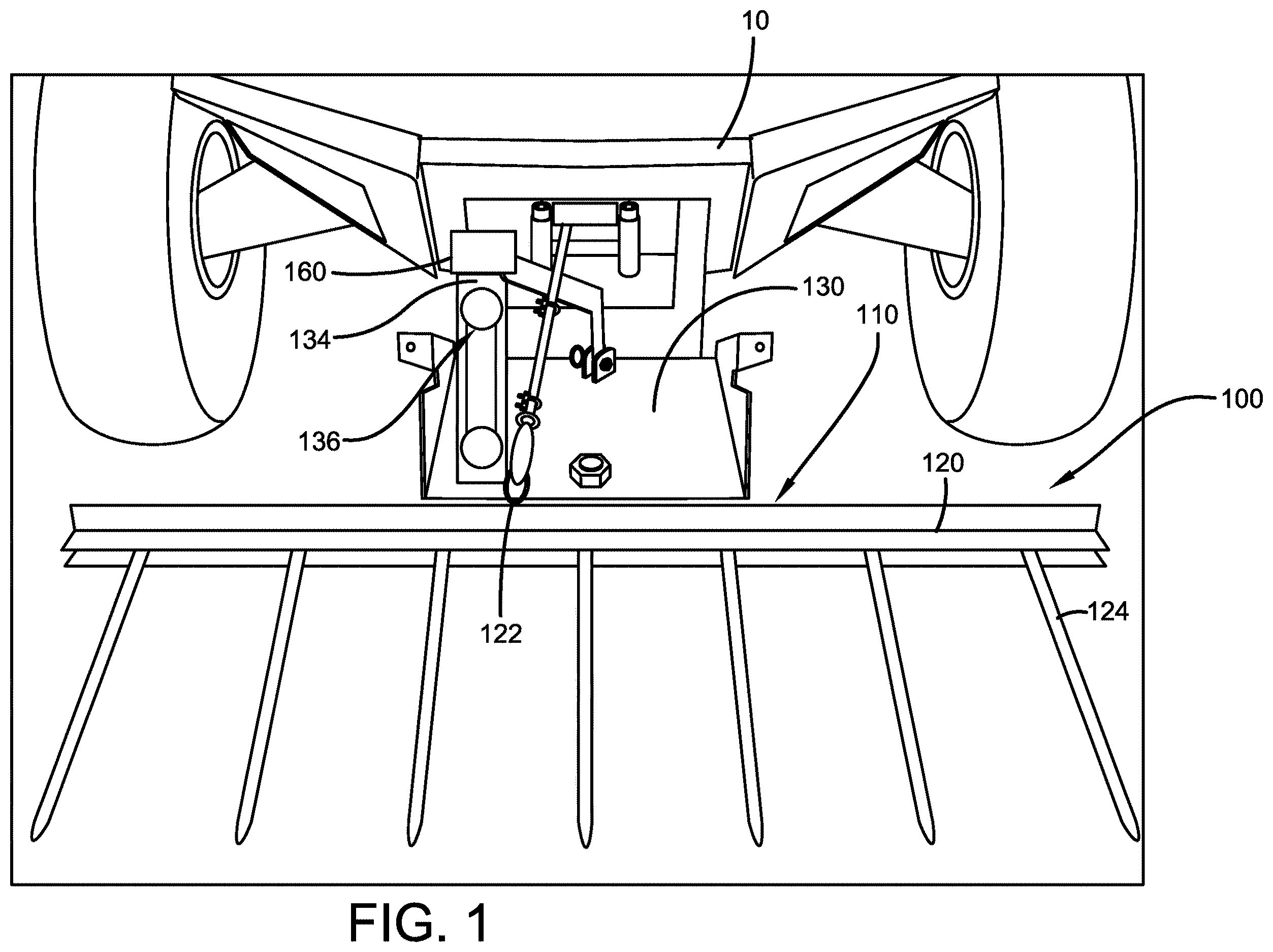 Patent US12599063 — Utility vehicle hay fork attachment device — Figure 1
