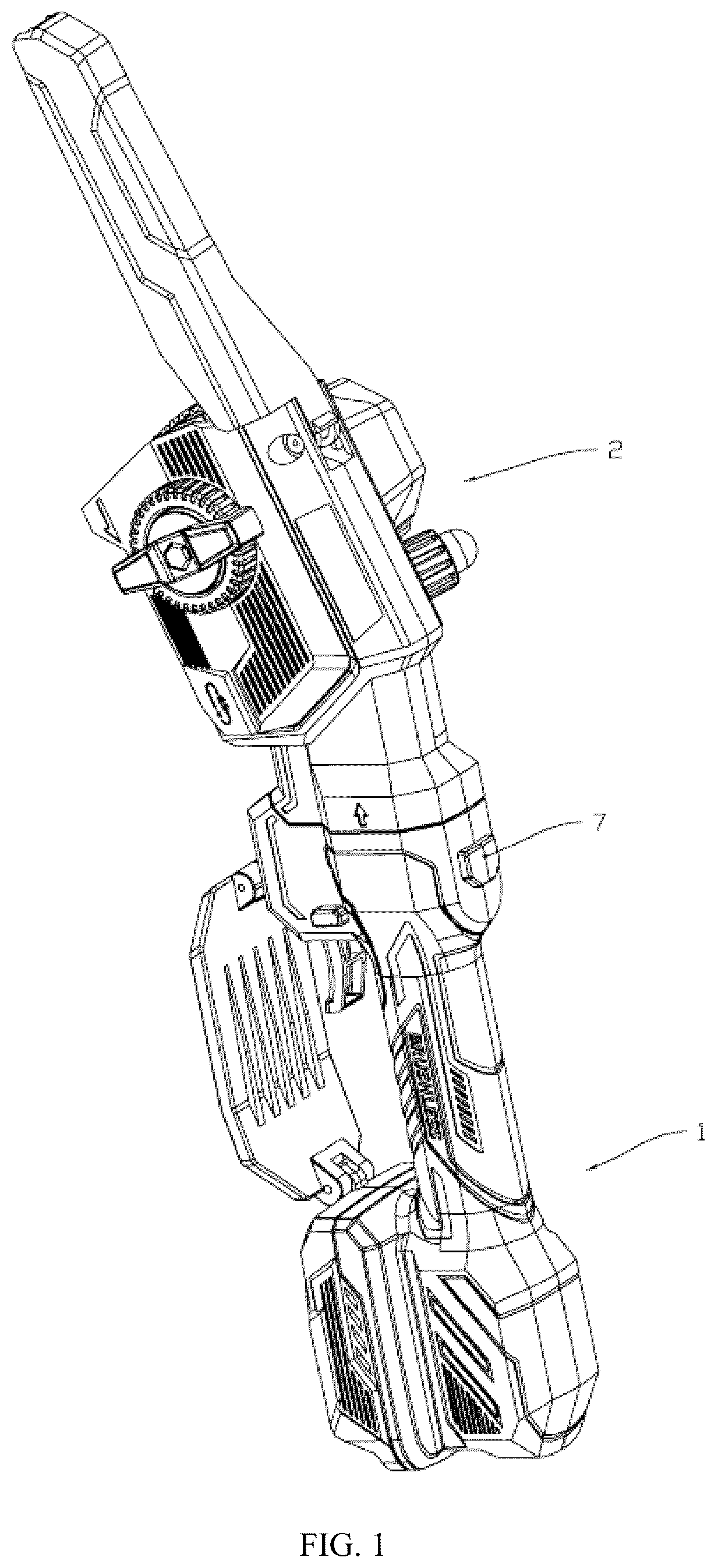 Patent US12599065 — Telescopic structure, telescopic blower, and telescopic electric chainsaw — Figure 1