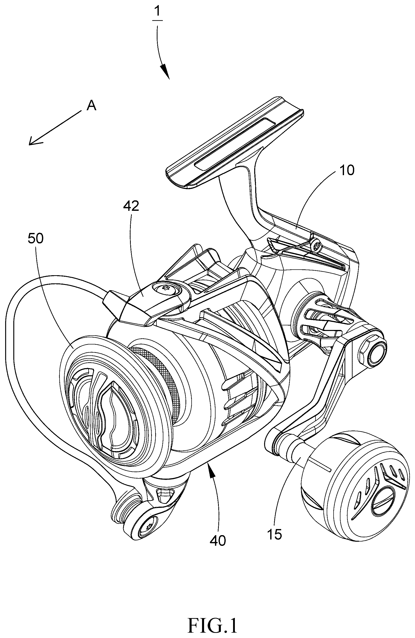 Patent US12599120 — Waterproof spinning fishing reel — Figure 1