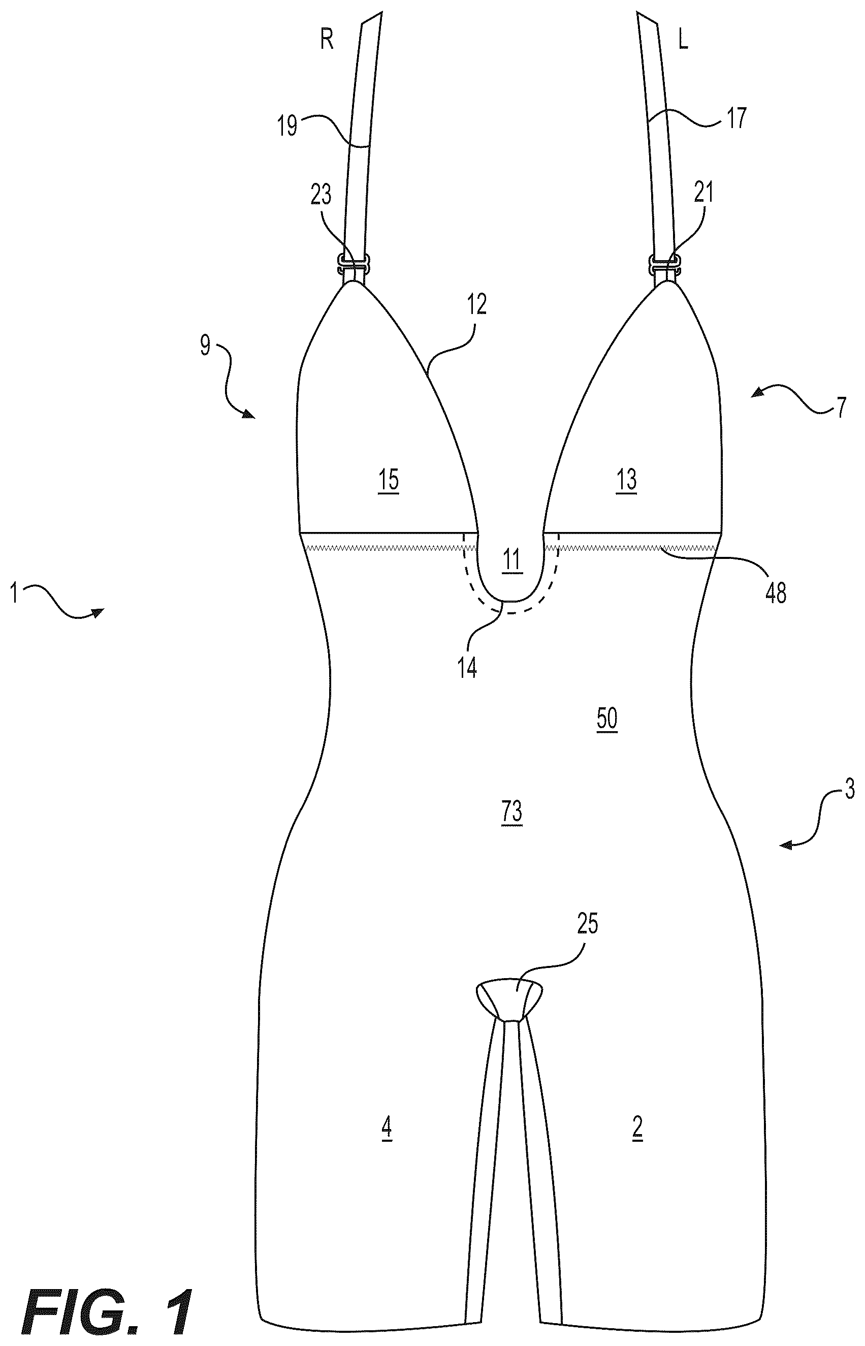 Patent US12599182 — Shaping garment with adjustable low back — Figure 1