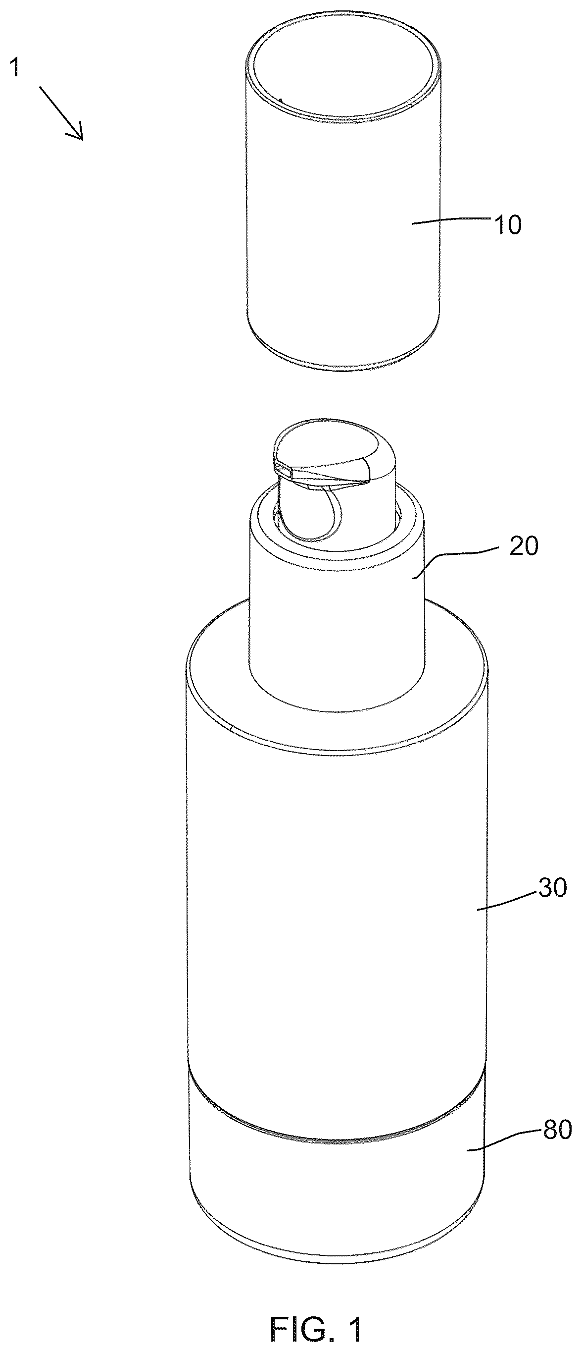 Patent US12599217 — Cosmetic container for mixing and dispensing two products — Figure 1