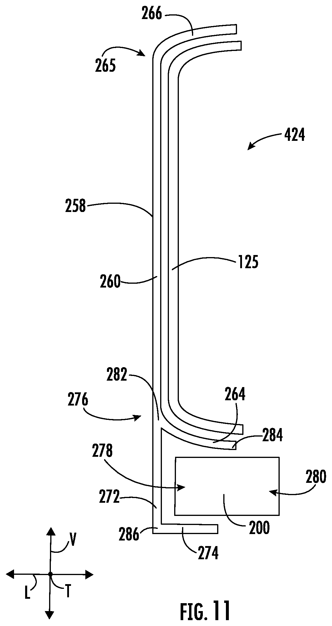 Patent US12599228 Figure 11 – Locating slot for a trigger support arm of a slide assembly