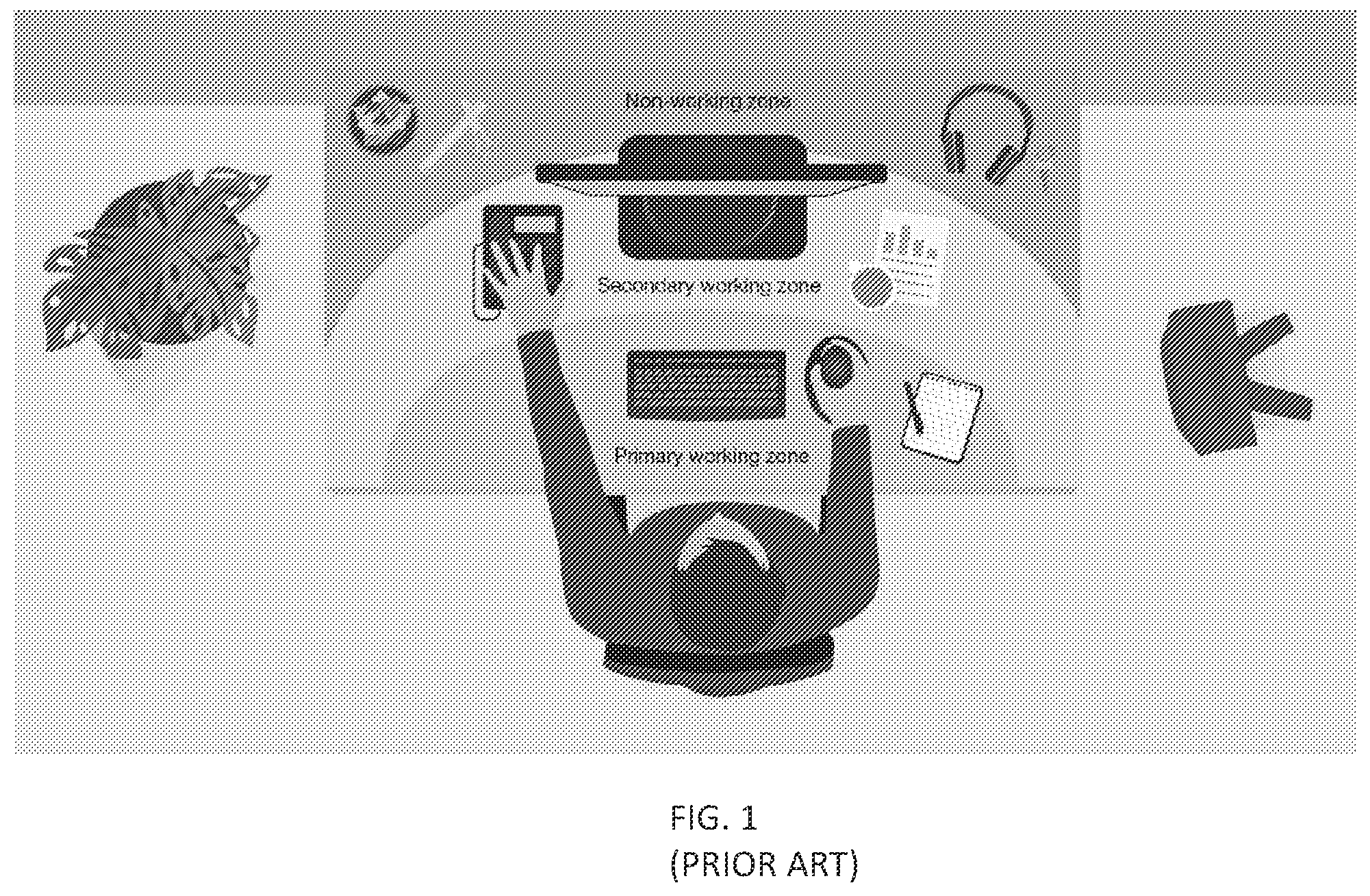 Patent US12599233 Figure 1 – Rail system for workspace with modular components
