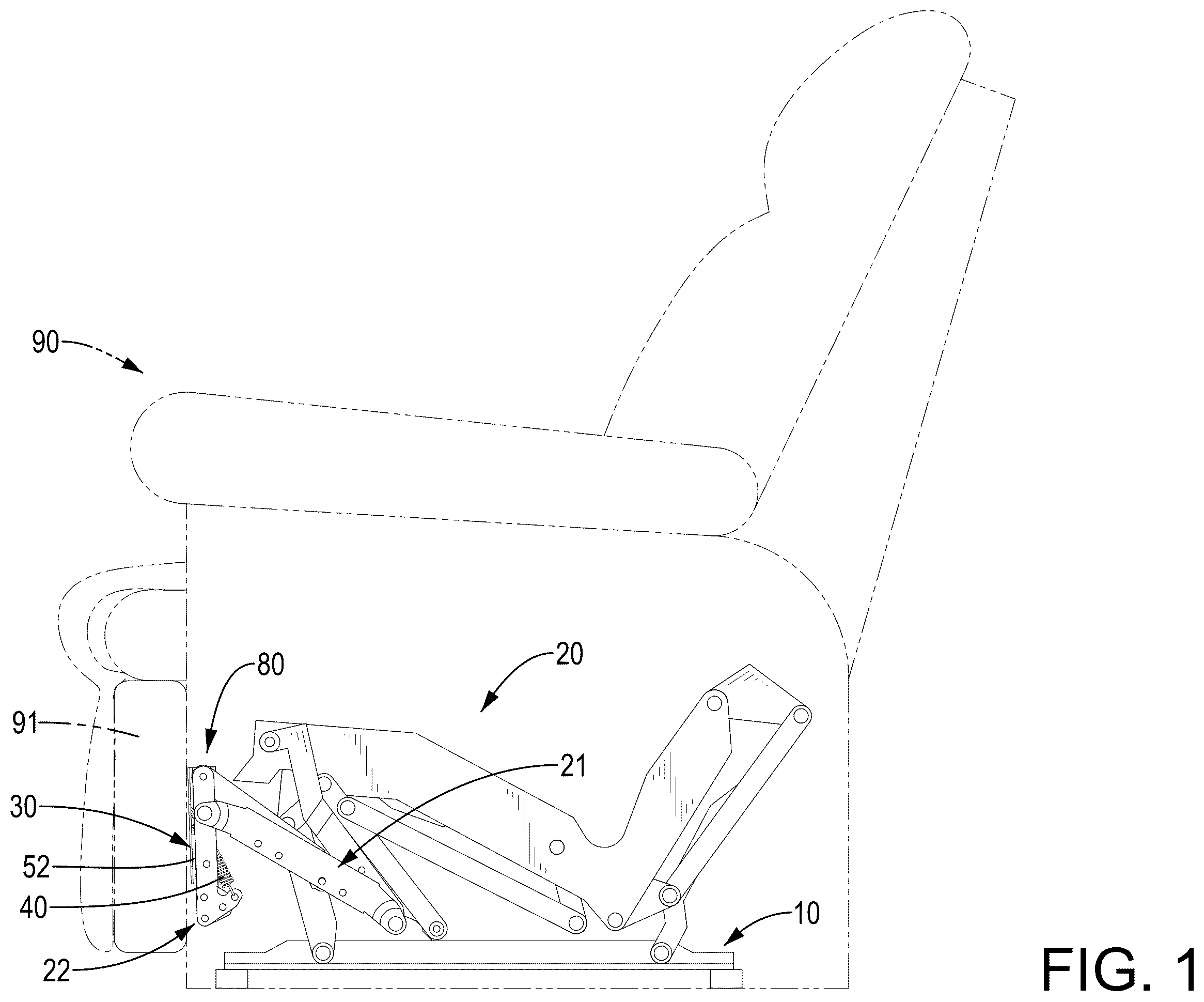 Patent US12599234 — Electric reclining chair with anti-pinch protection — Figure 1