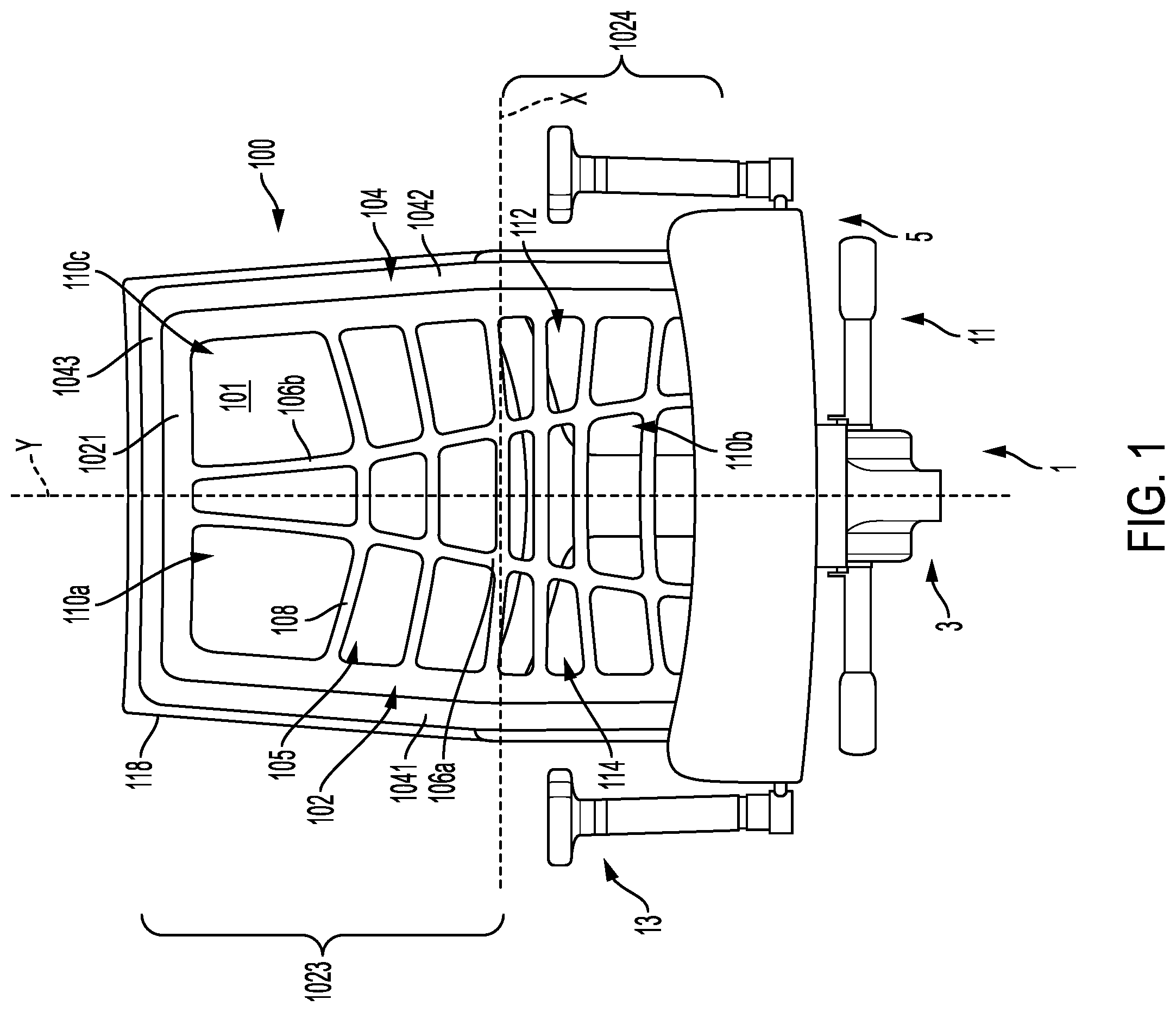 Patent US12599237 — Chair with flexible internal support — Figure 1