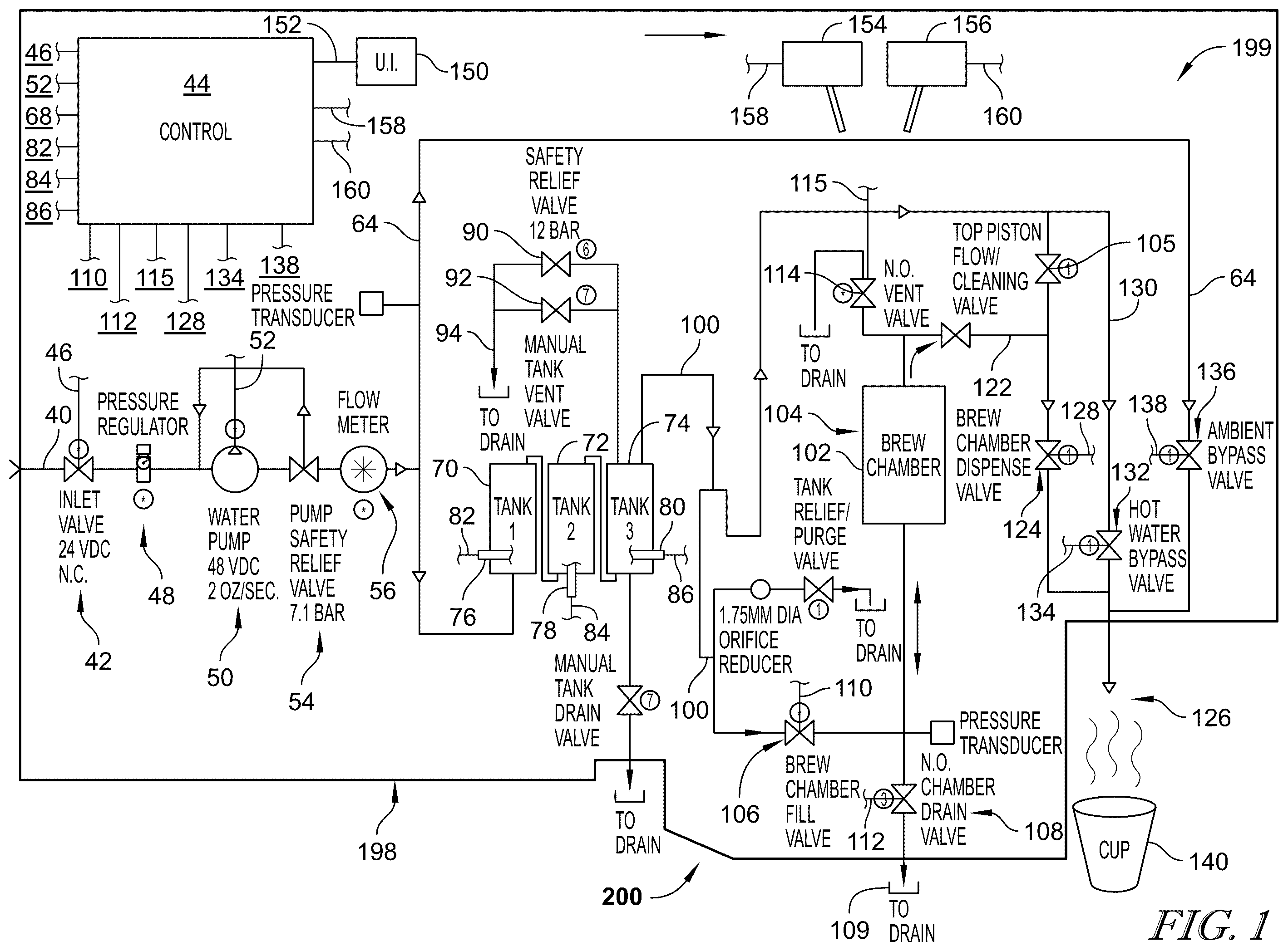 Patent US12599266 — Axially operable brewing system — Figure 1