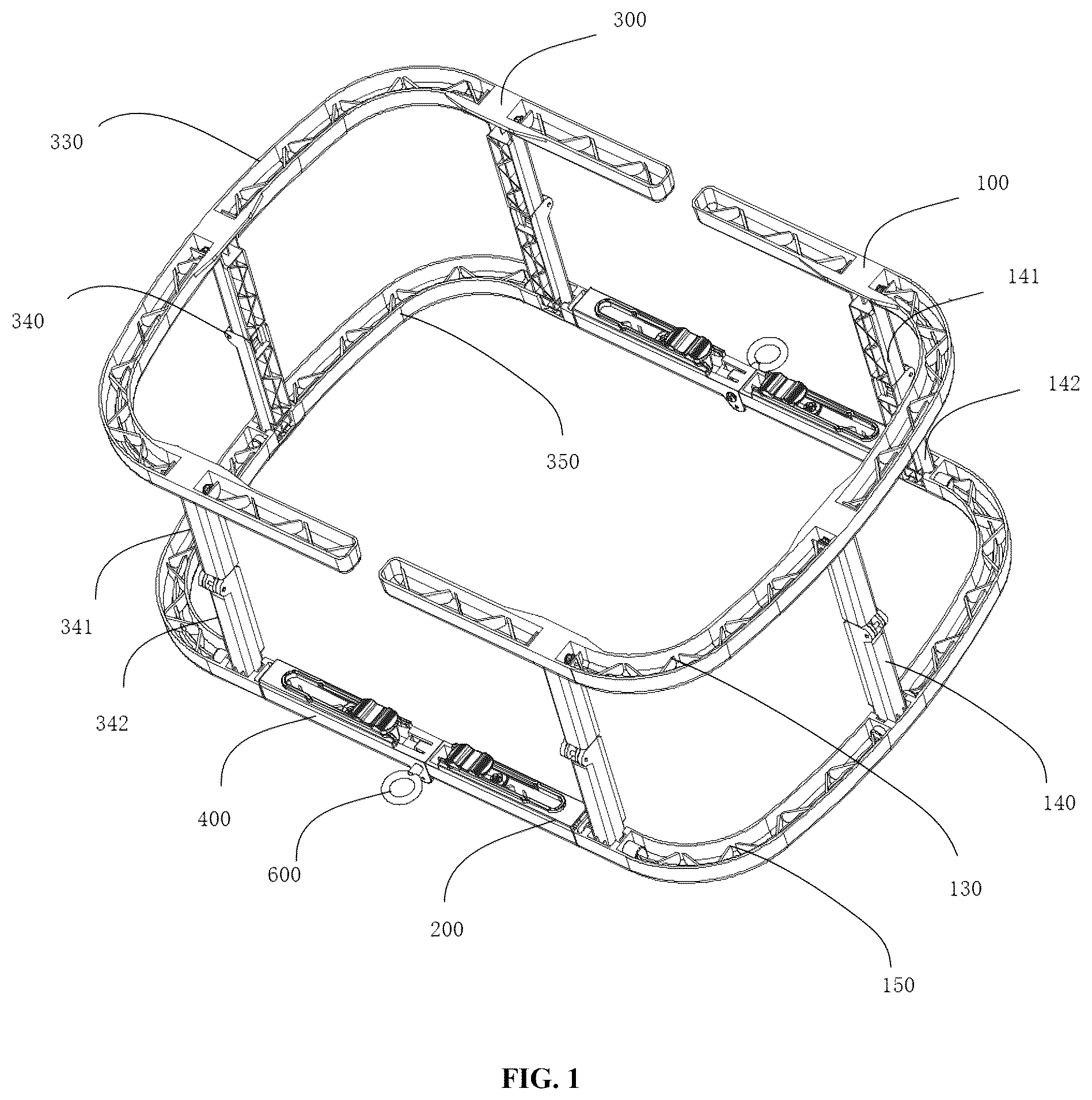 Patent US12599268 — Folding bathtub and retractable supporting mechanism thereof — Figure 1