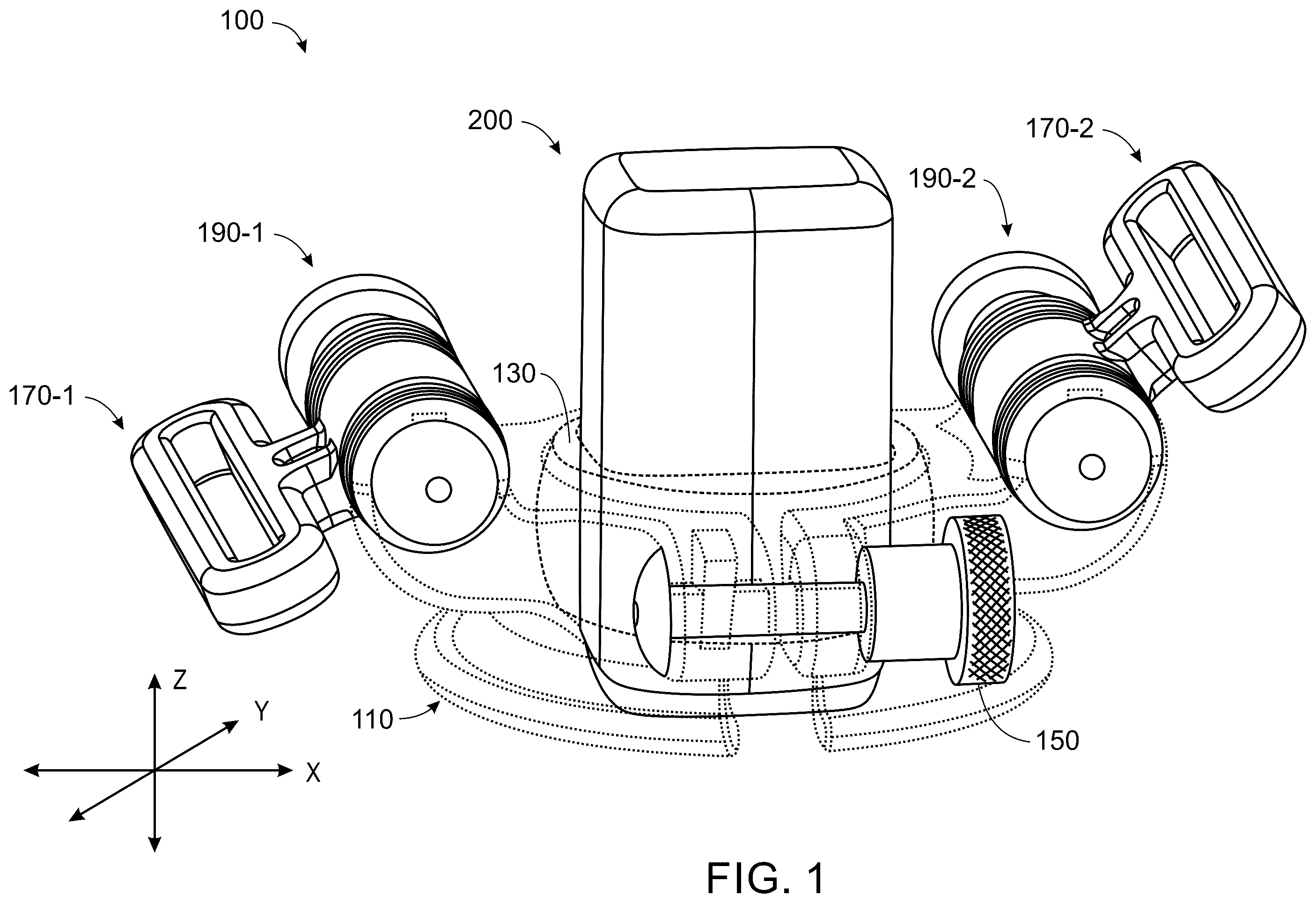 Patent US12599363 Figure 1 – Wearable device for hands-free operation of an ultrasound probe