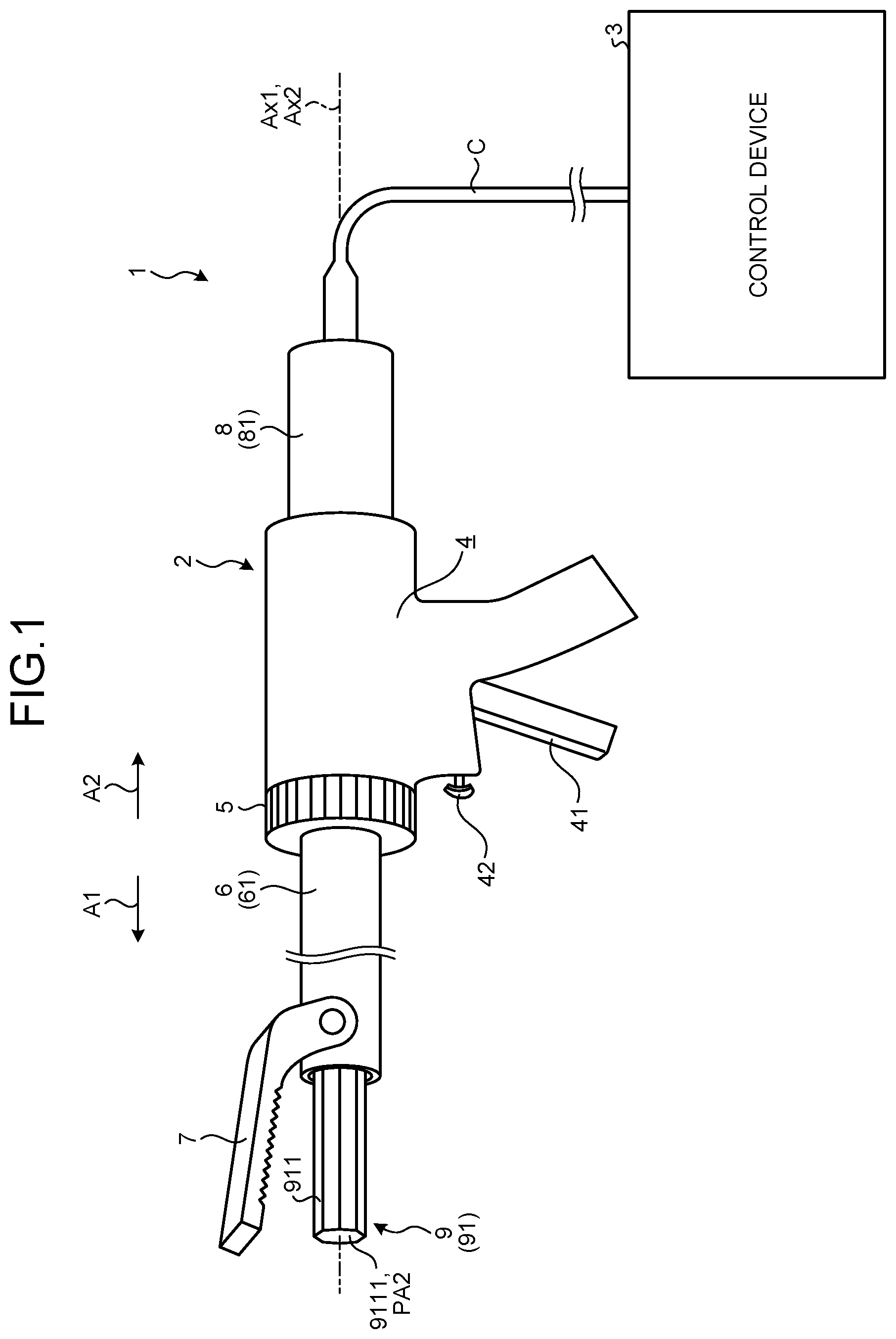 Patent US12599396 — Ultrasonic treatment instrument — Figure 1