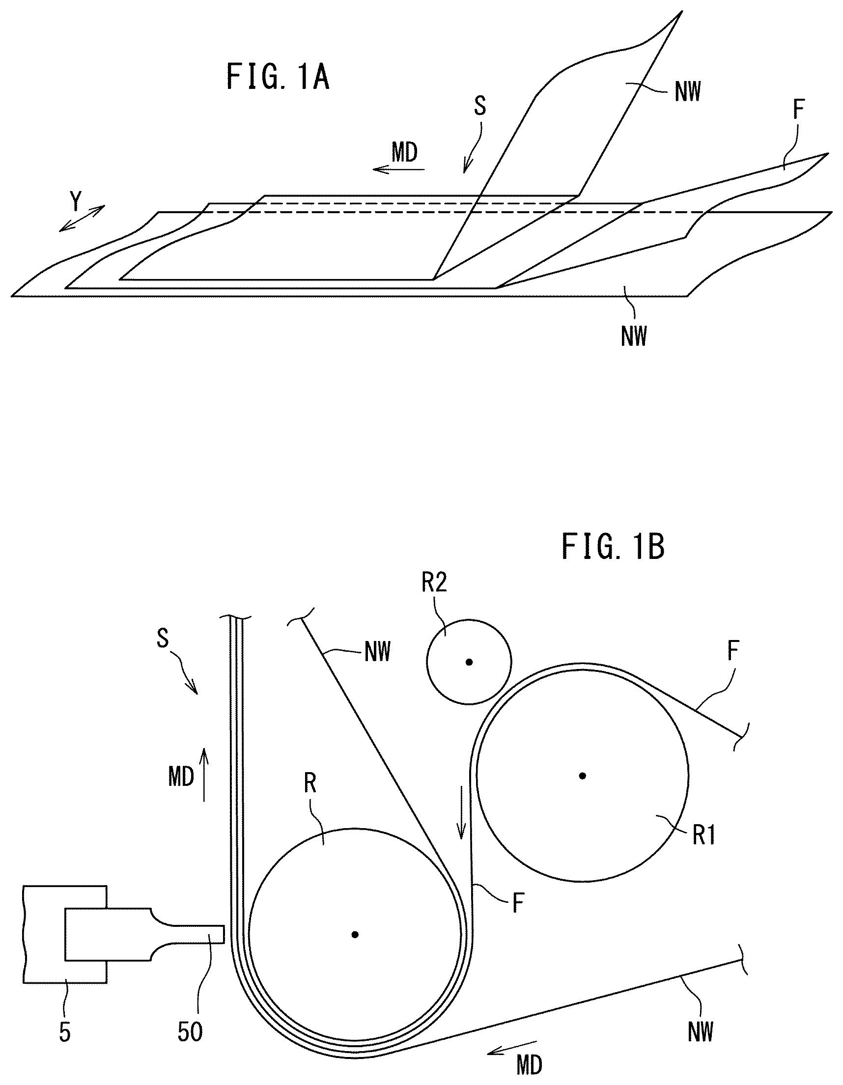 Patent US12599513 — Stretch layered sheet, disposable wearing article, and method and device for manufacturing stretch layered sheet — Figure 1