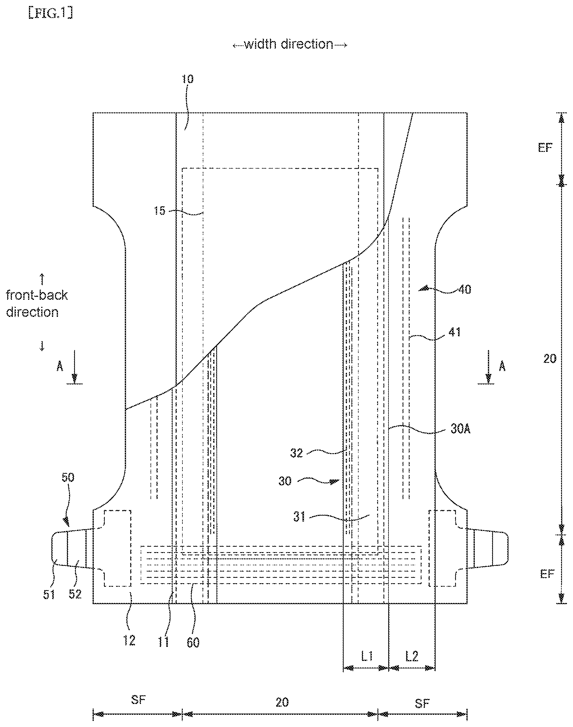 Patent US12599514 — Disposable diaper and method for manufacturing same — Figure 1