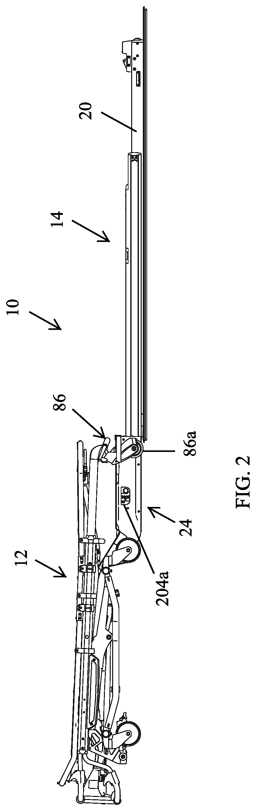 Patent US12599518 Figure 2 – Ambulance cot and loading and unloading system