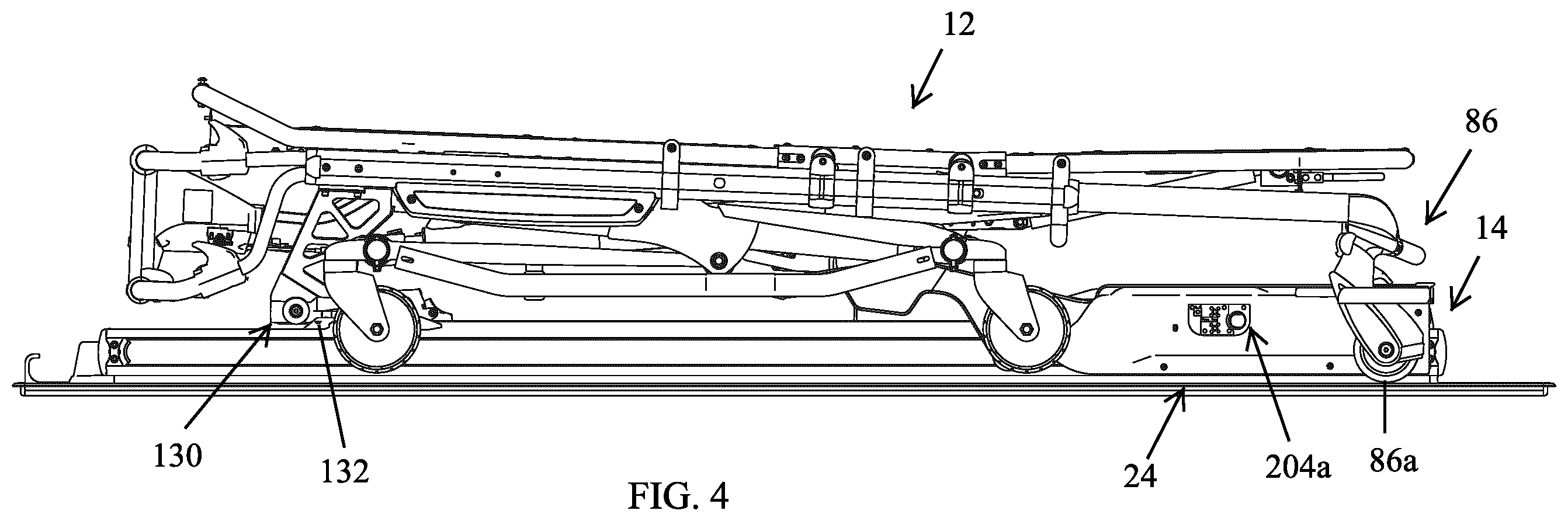 Patent US12599518 Figure 4 – Ambulance cot and loading and unloading system