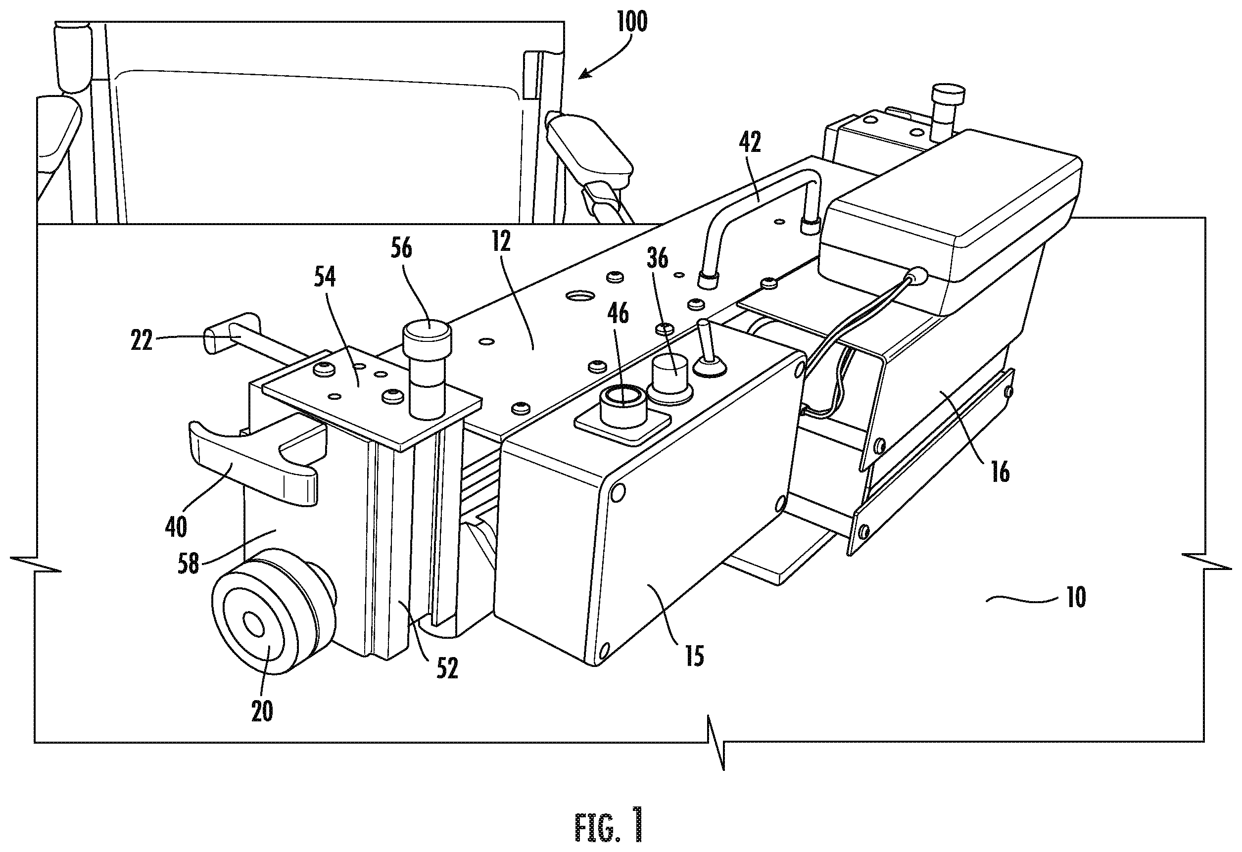 Patent US12599520 Figure 1 – Electrical power assistance device for transport wheelchair