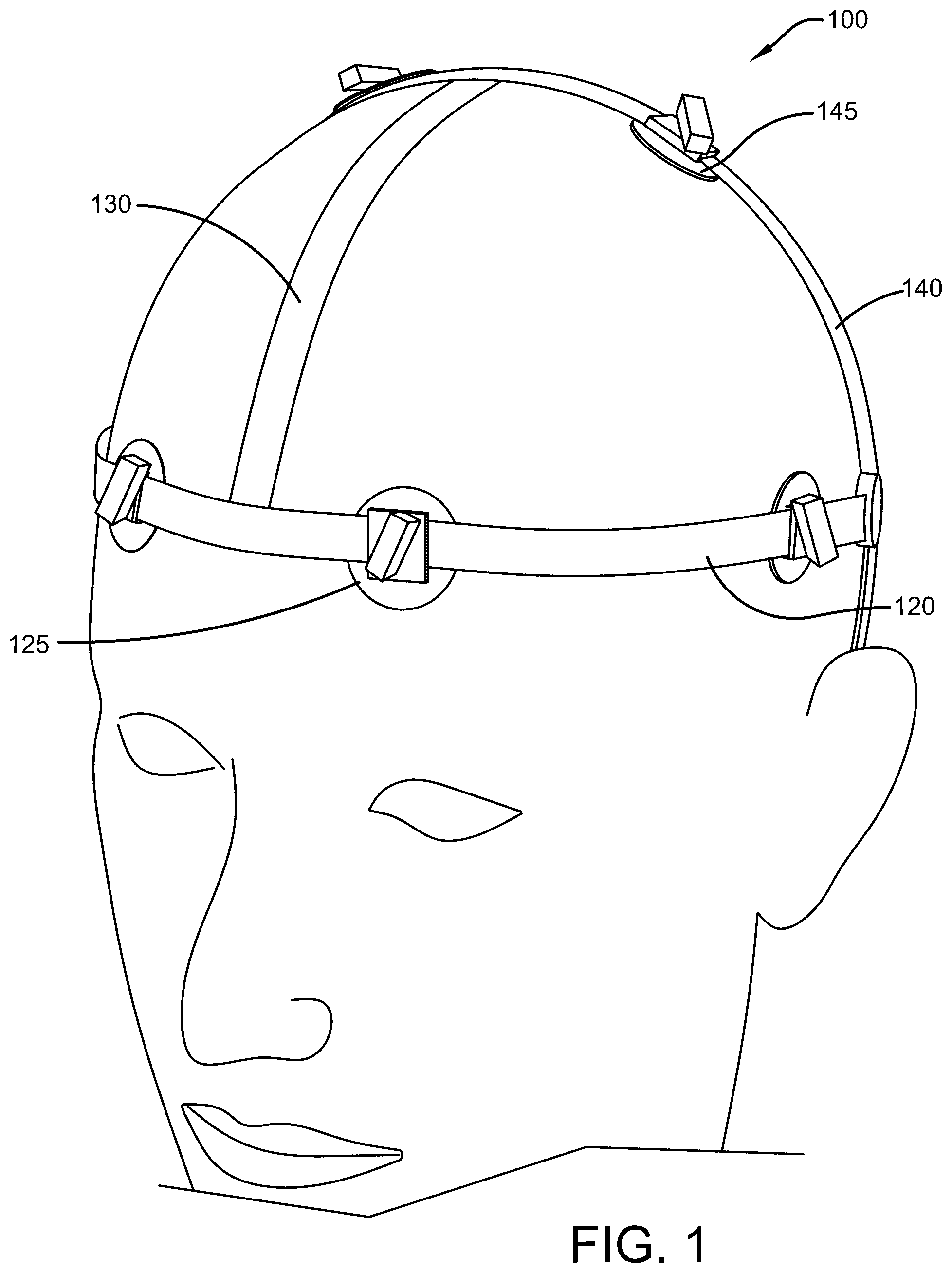 Patent US12599540 — Pressure pad headgear device — Figure 1