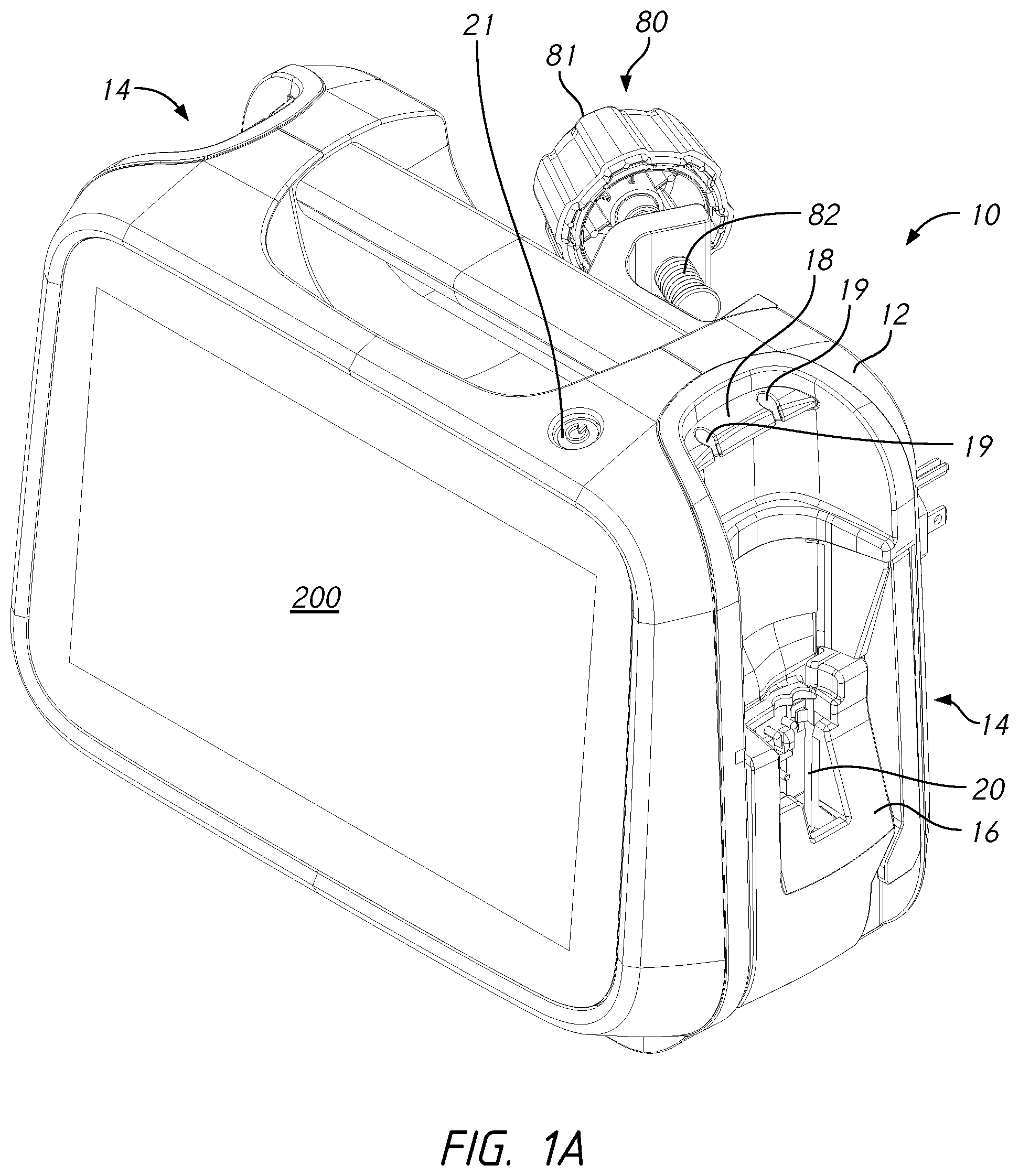 Patent US12599716 Figure 1 – Intravenous infusion pump with cassette insertion and pump control user interface