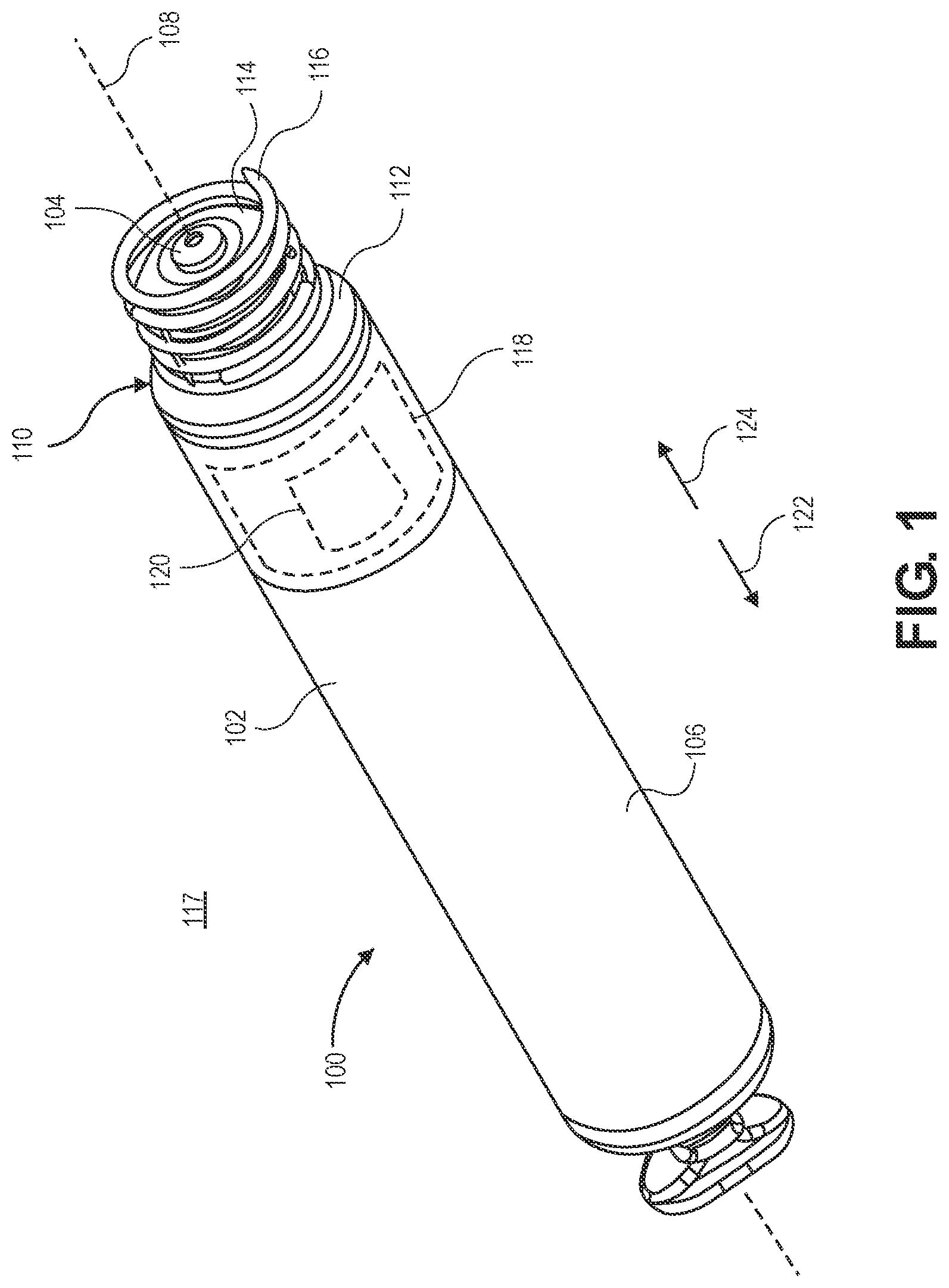 Patent US12599764 — Header assembly having controlled therapeutic agent release — Figure 1
