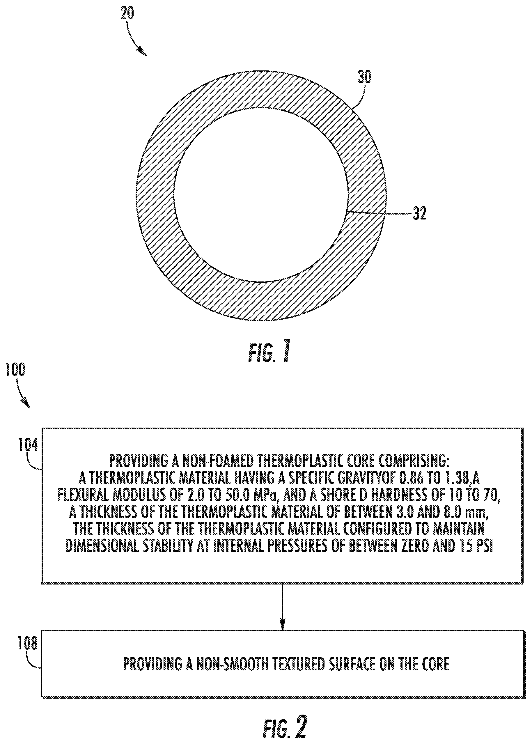 Patent US12599814 Figure 1 – Tennis ball having a thermoplastic core