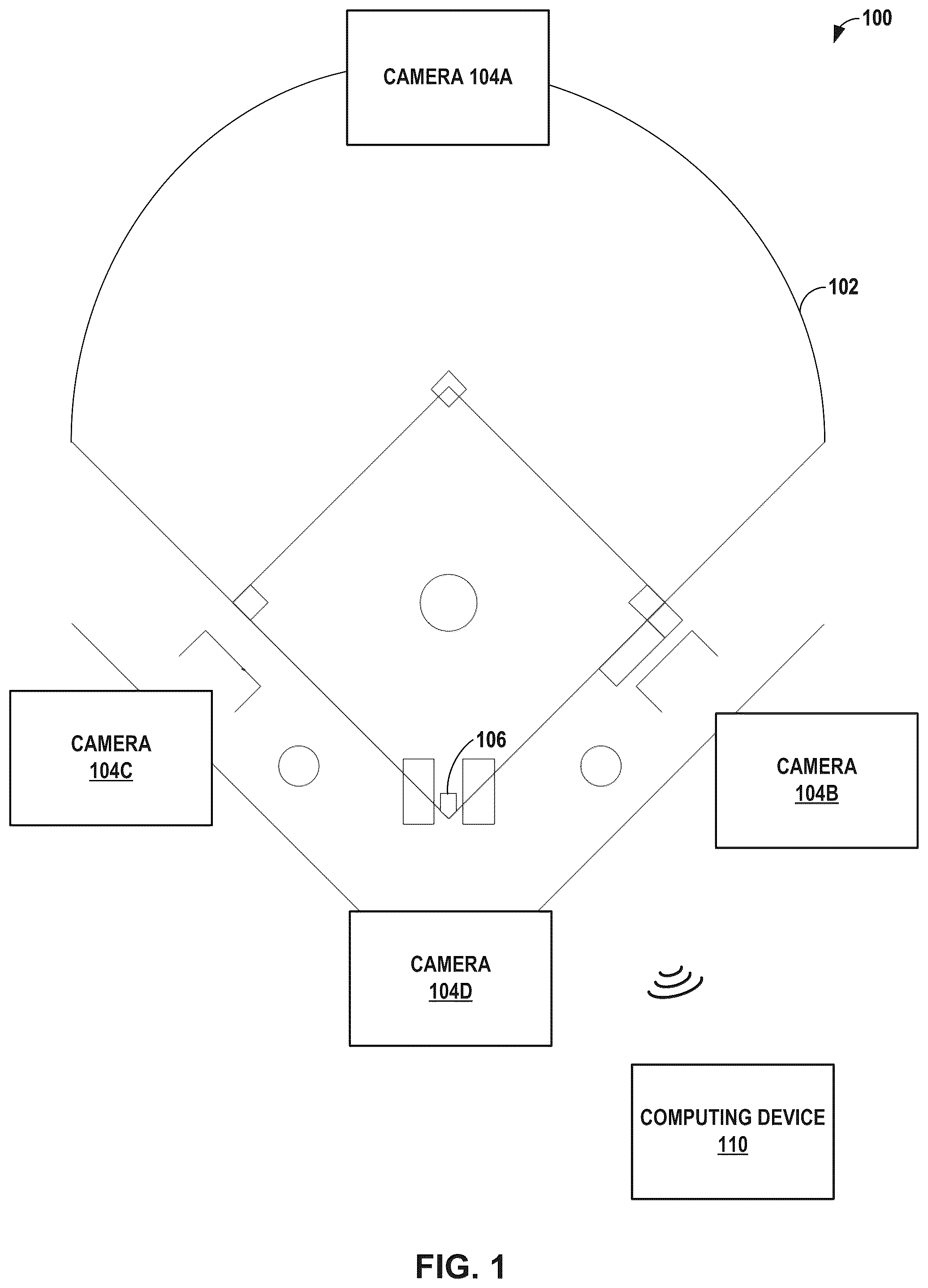Patent US12599832 — Automatic umpiring system — Figure 1