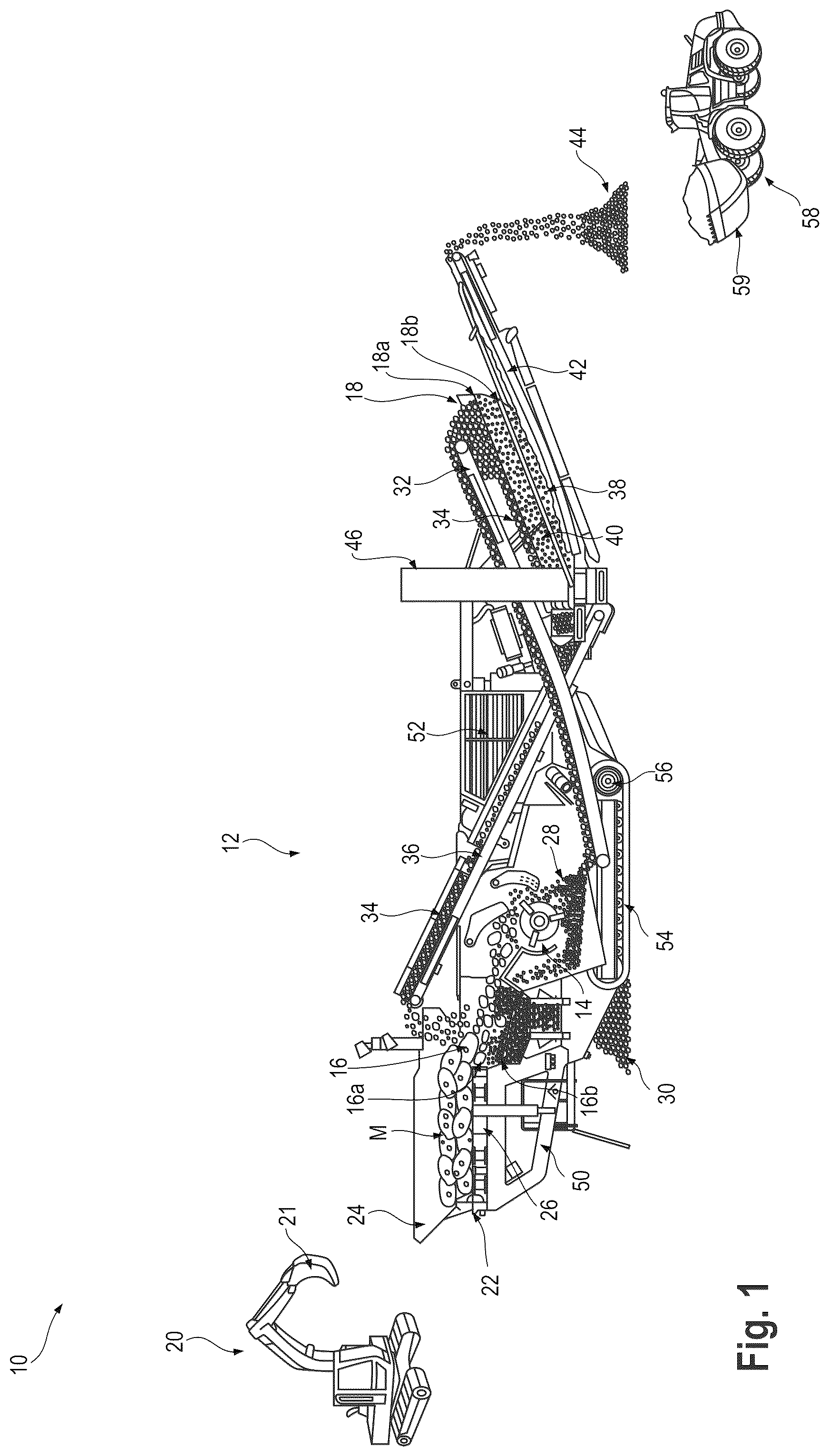 Patent US12599913 — Rock processing machine with wear assessment and qualitative evaluation of the wear assessment — Figure 1