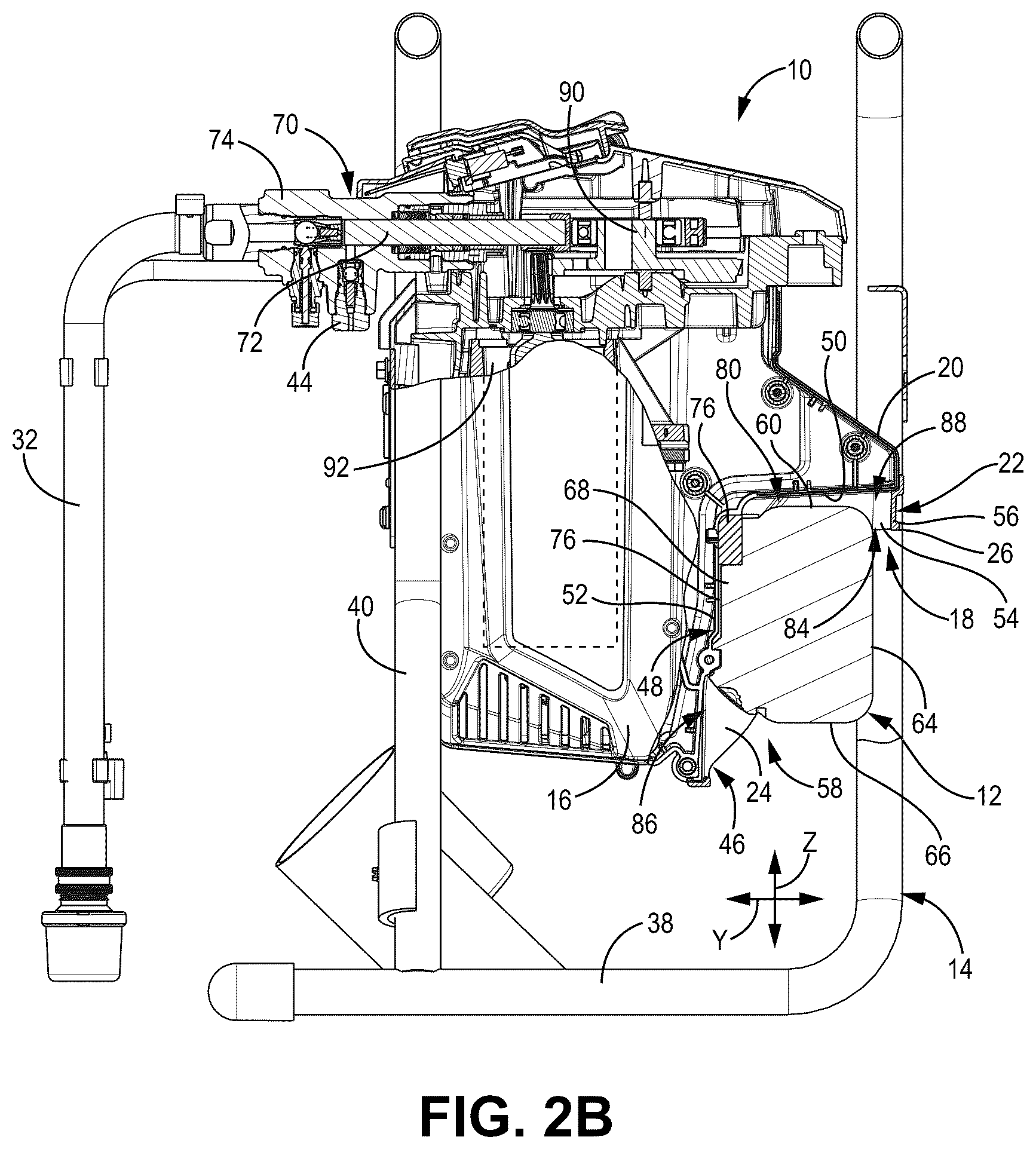 Patent US12599921 Figure 4 – Fluid sprayer with covered battery